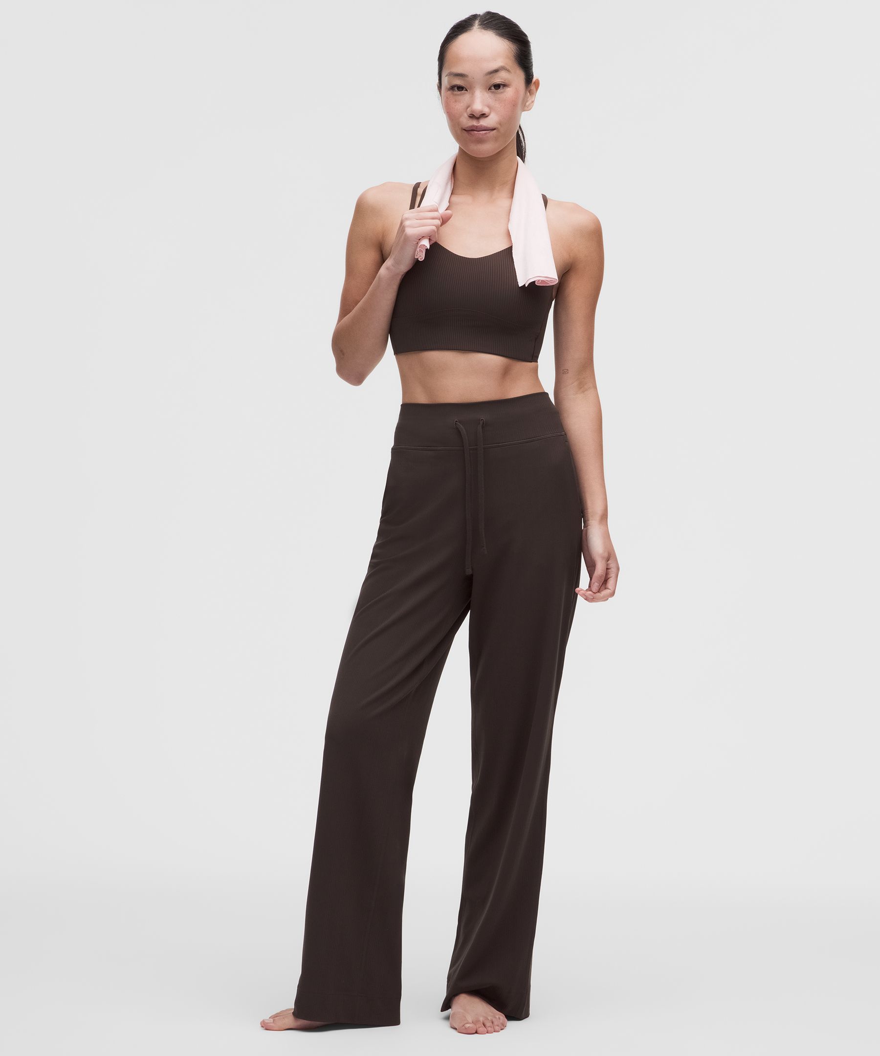 Groove Mixed-Rib High-Rise Wide-Leg Pants *Asia Fit