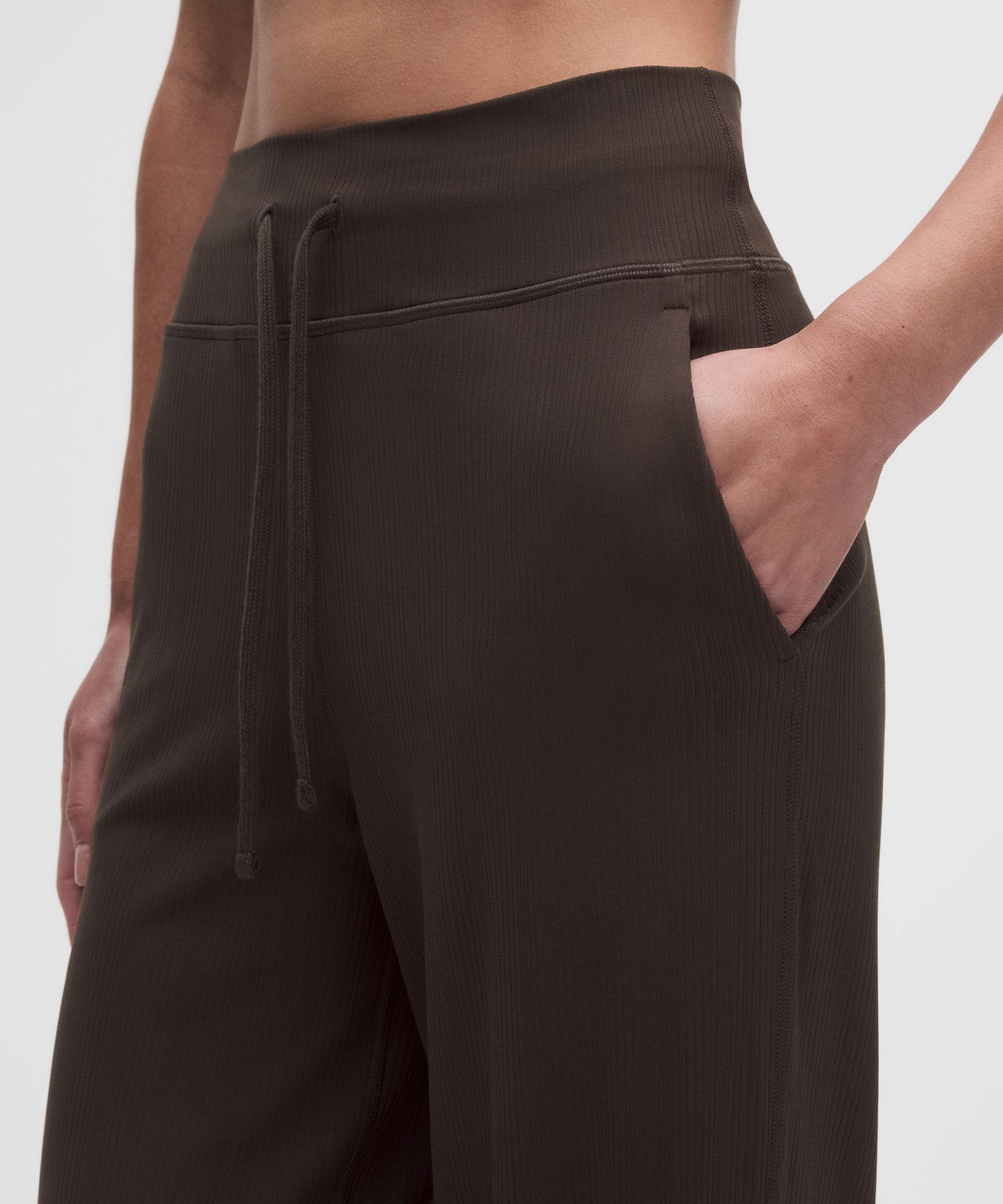 Groove Mixed-Rib High-Rise Wide-Leg Pants *Asia Fit