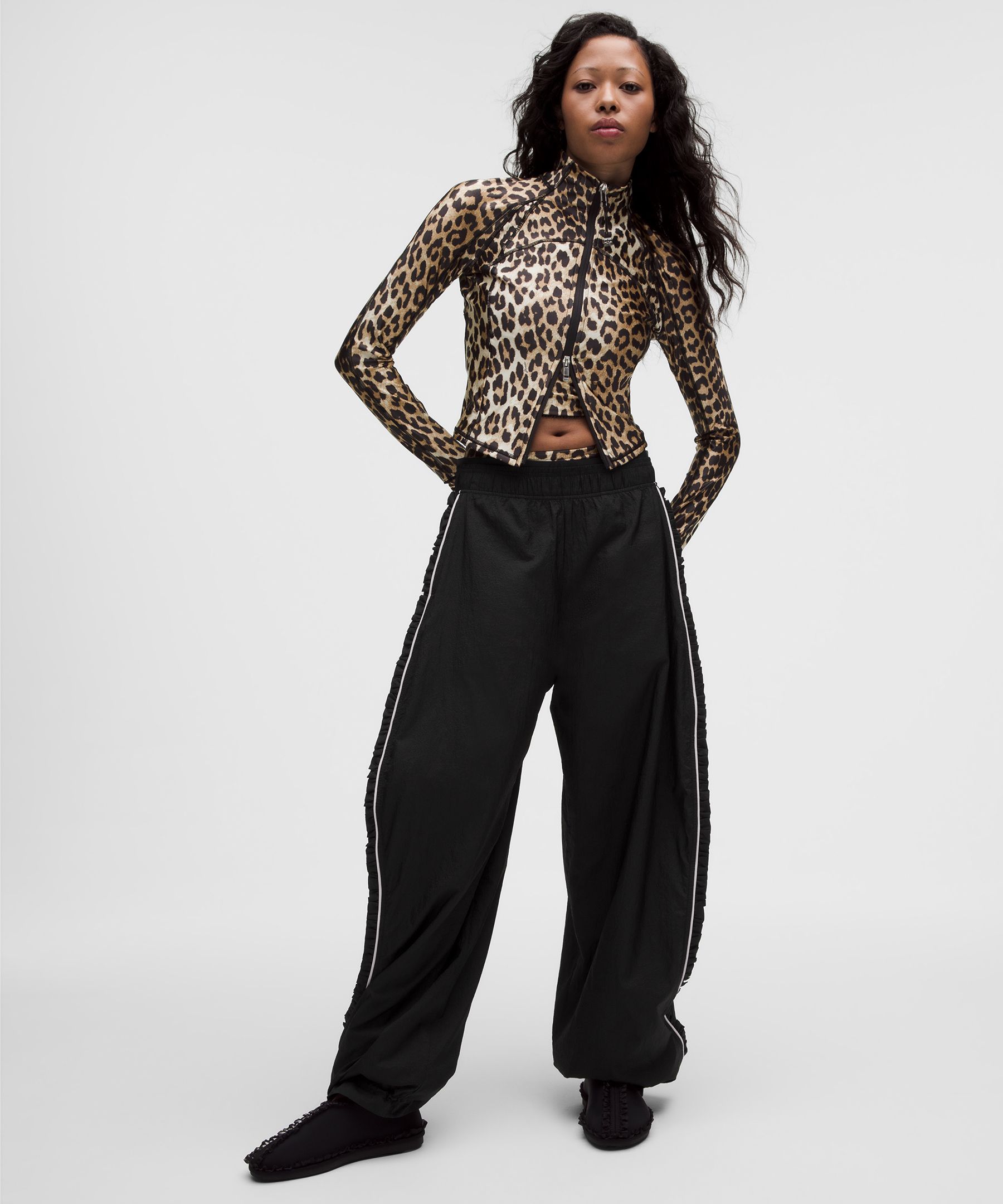 GANNI x lululemon Ruffle-Trim Textured Mid-Rise Pant