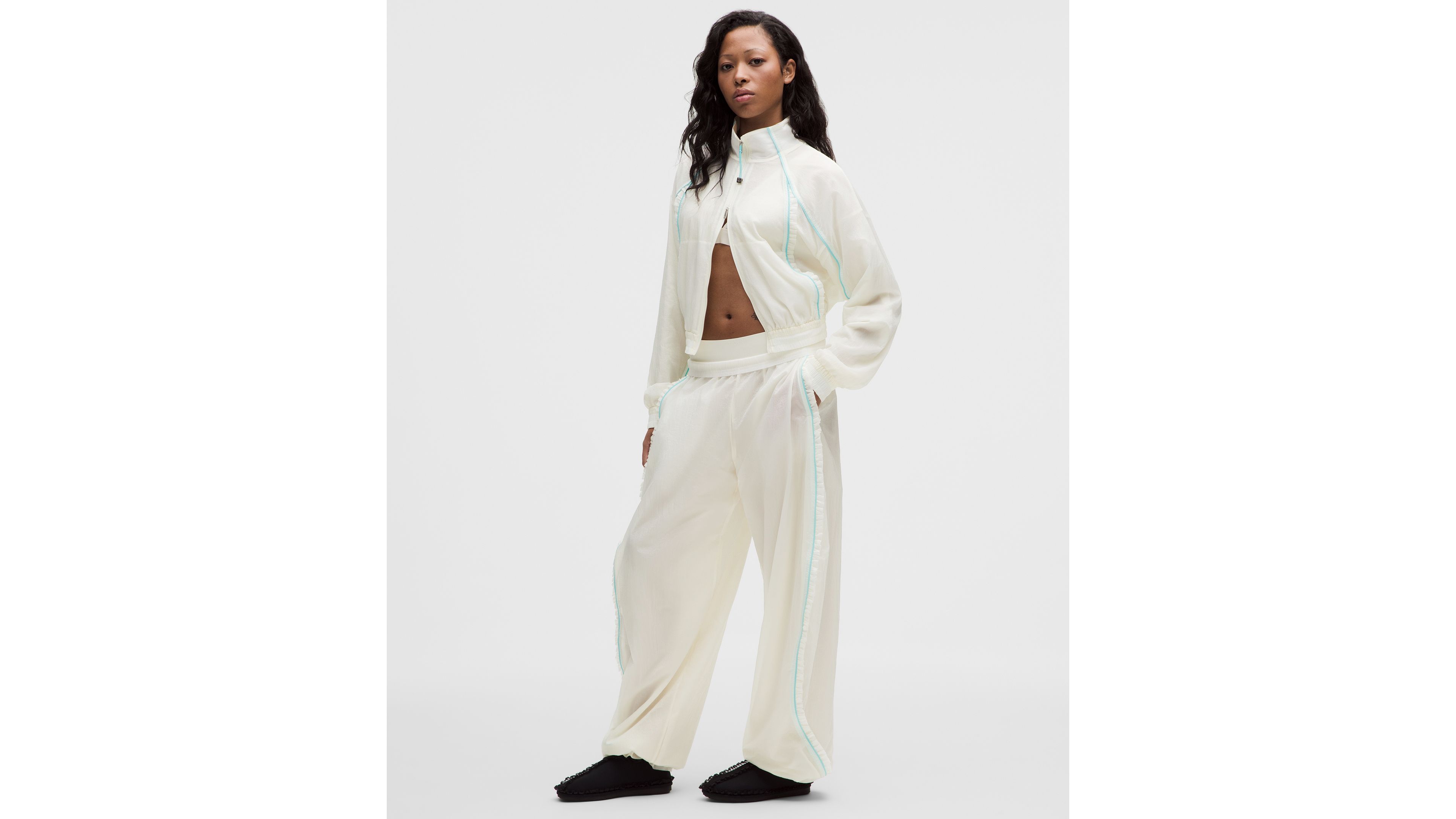 GANNI x lululemon Ruffle-Trim Textured Mid-Rise Pant