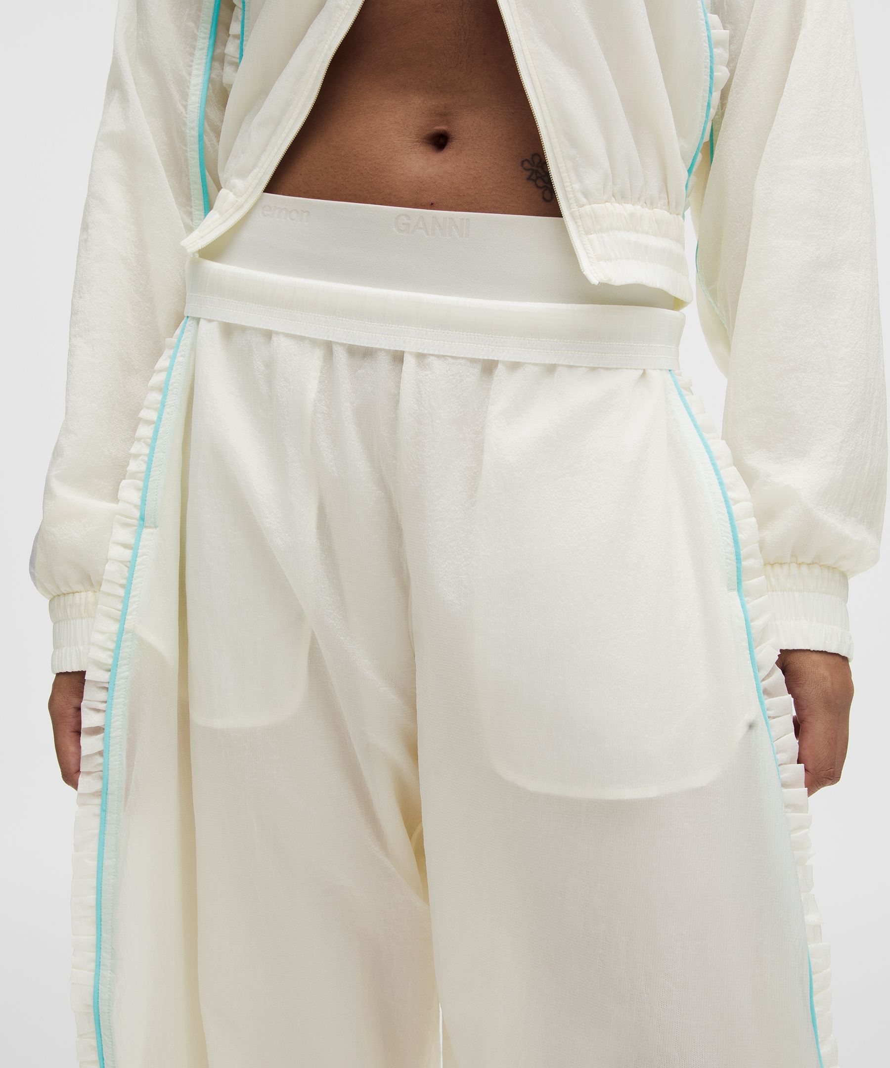 GANNI x lululemon Ruffle-Trim Textured Mid-Rise Pant