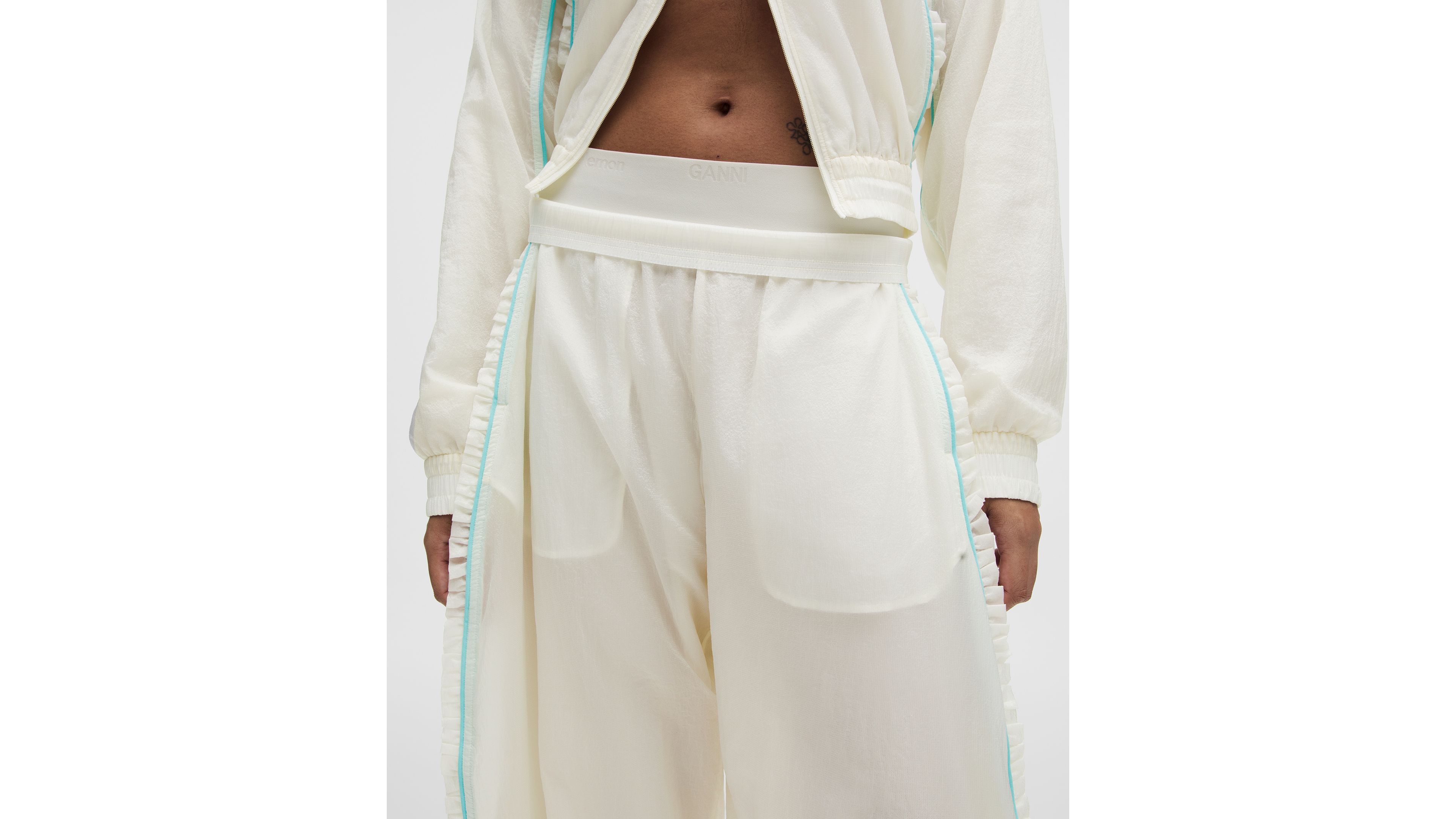 GANNI x lululemon Ruffle-Trim Textured Mid-Rise Pant