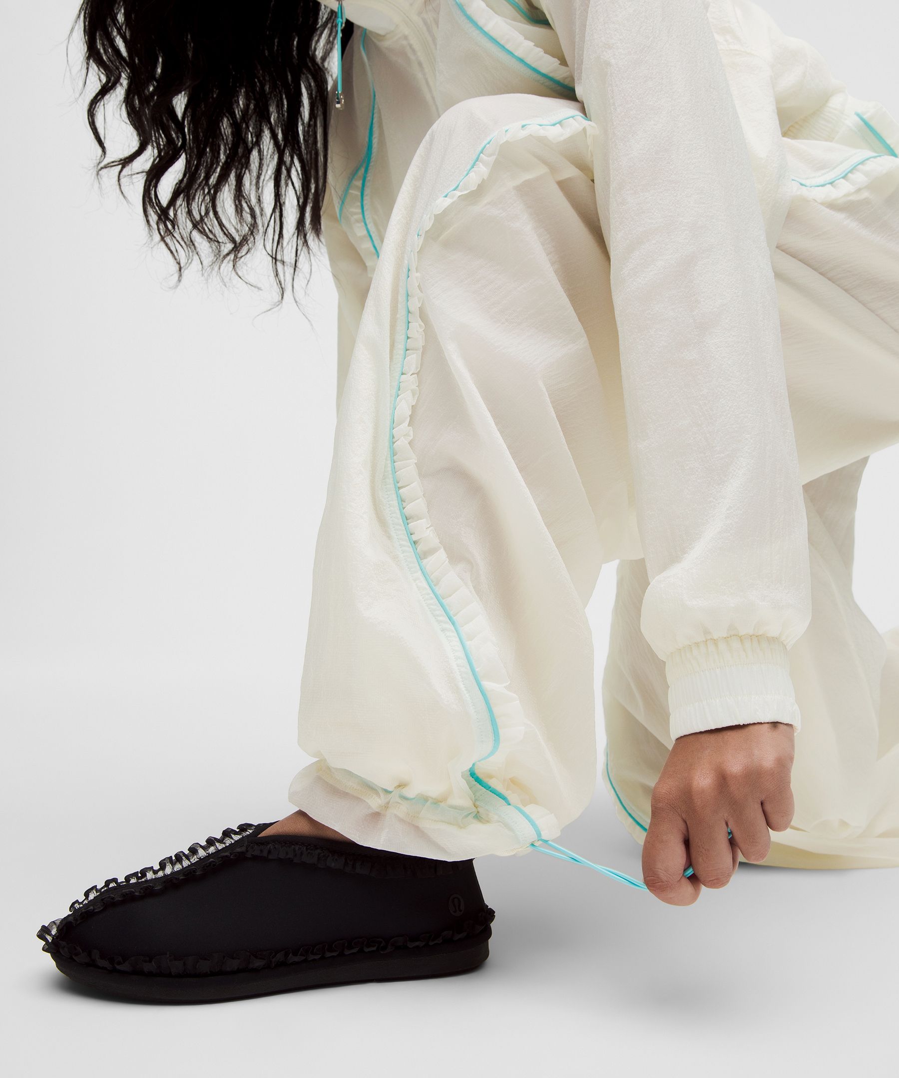 GANNI x lululemon Ruffle-Trim Textured Mid-Rise Pant