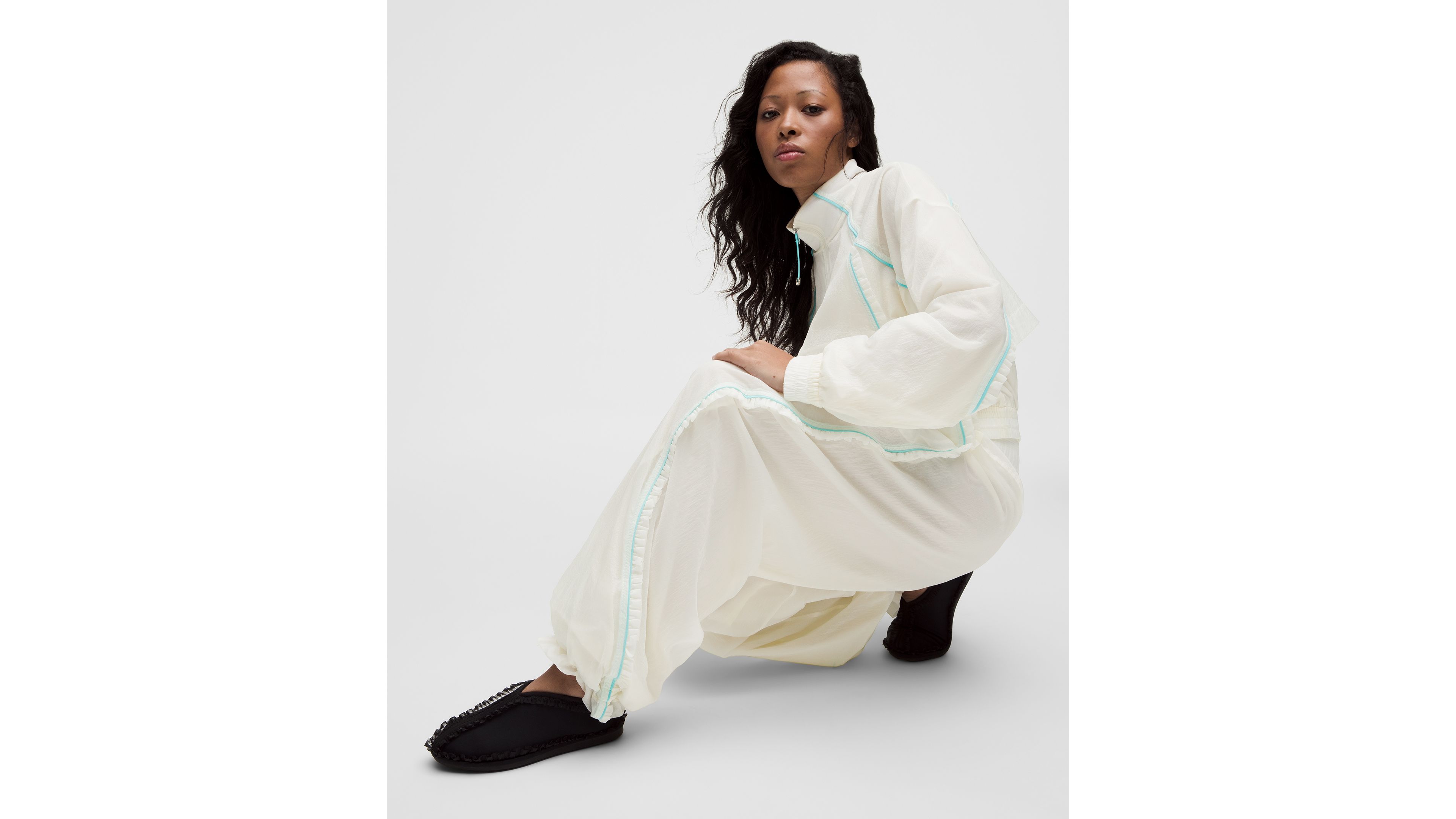 GANNI x lululemon Ruffle-Trim Textured Mid-Rise Pant