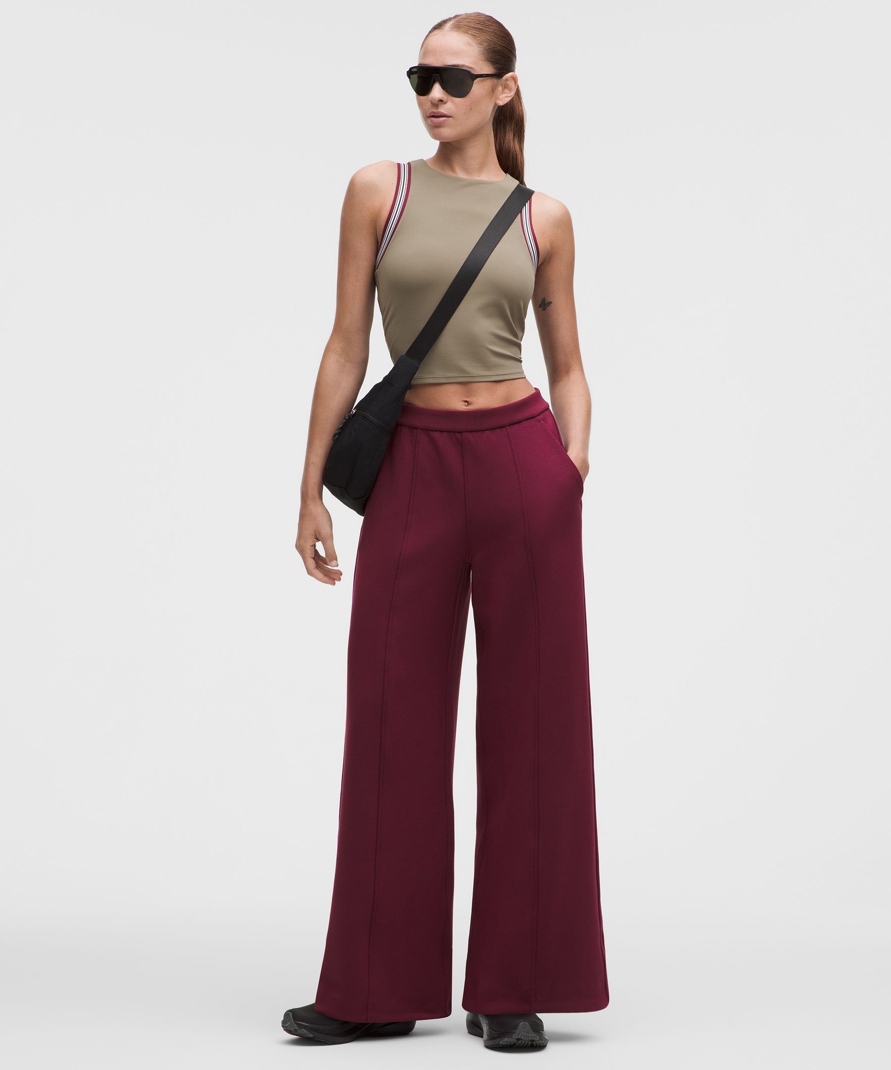 Pantalon jambe large taille haute en Spacer lisse