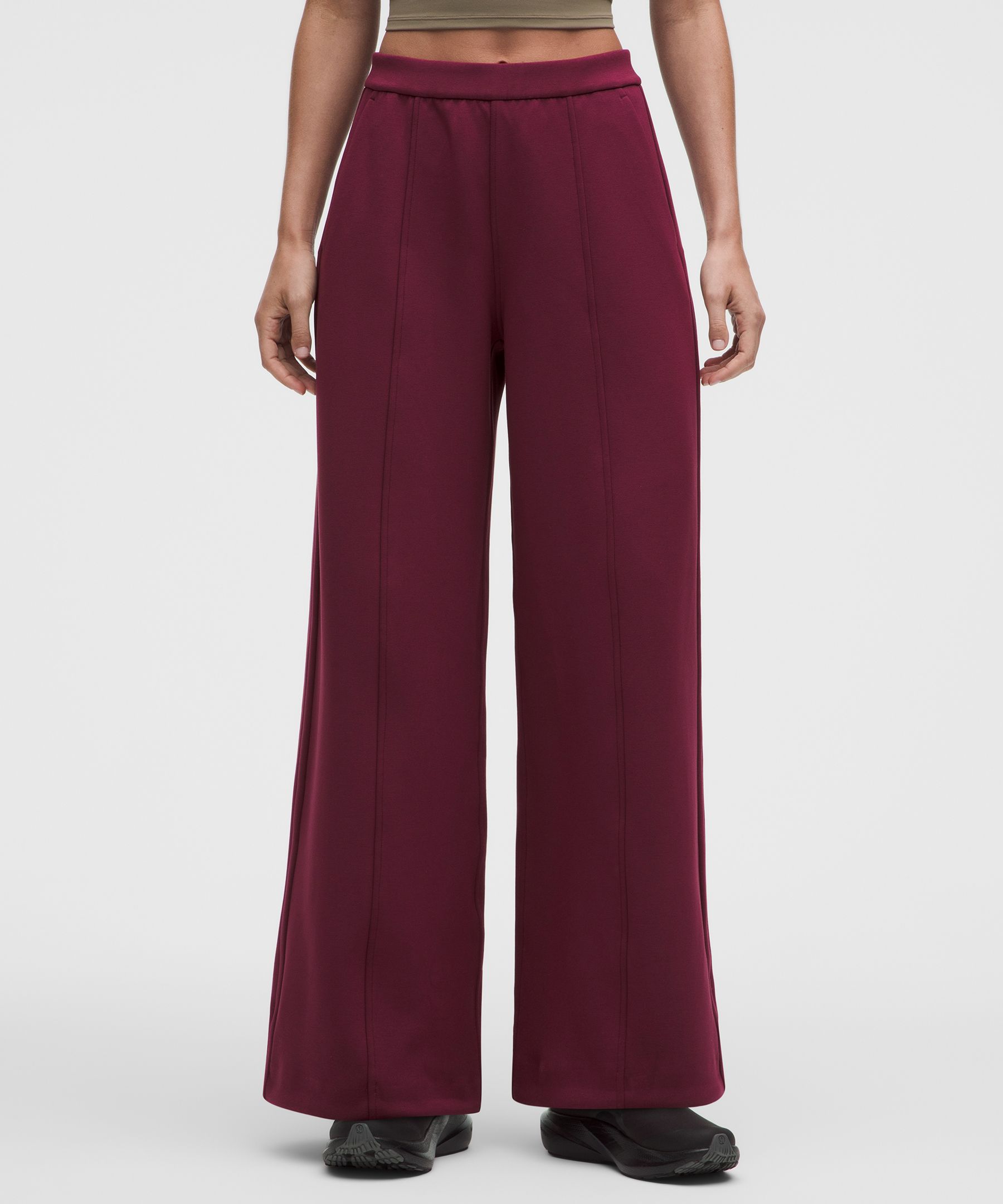 Pantalon jambe large taille haute en Spacer lisse