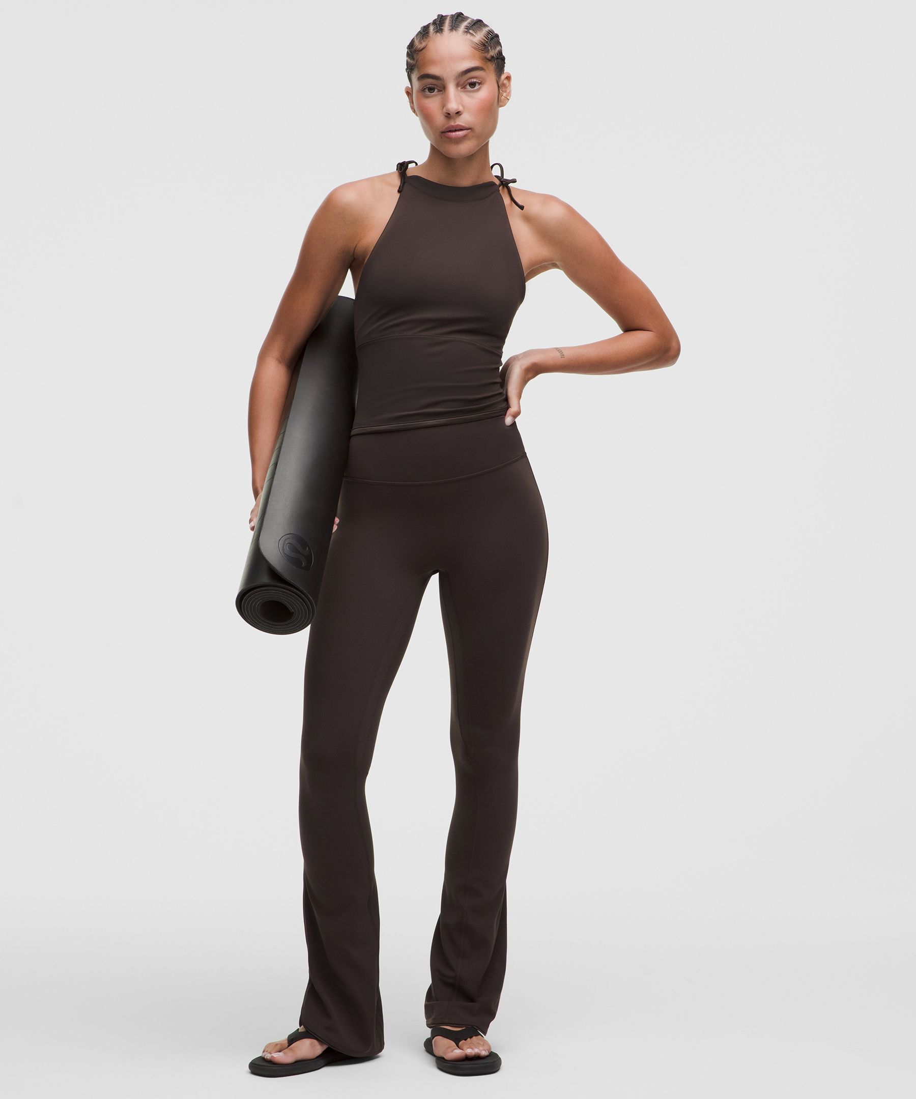 Nulu Satiny-Trim High-Rise Flared Pant