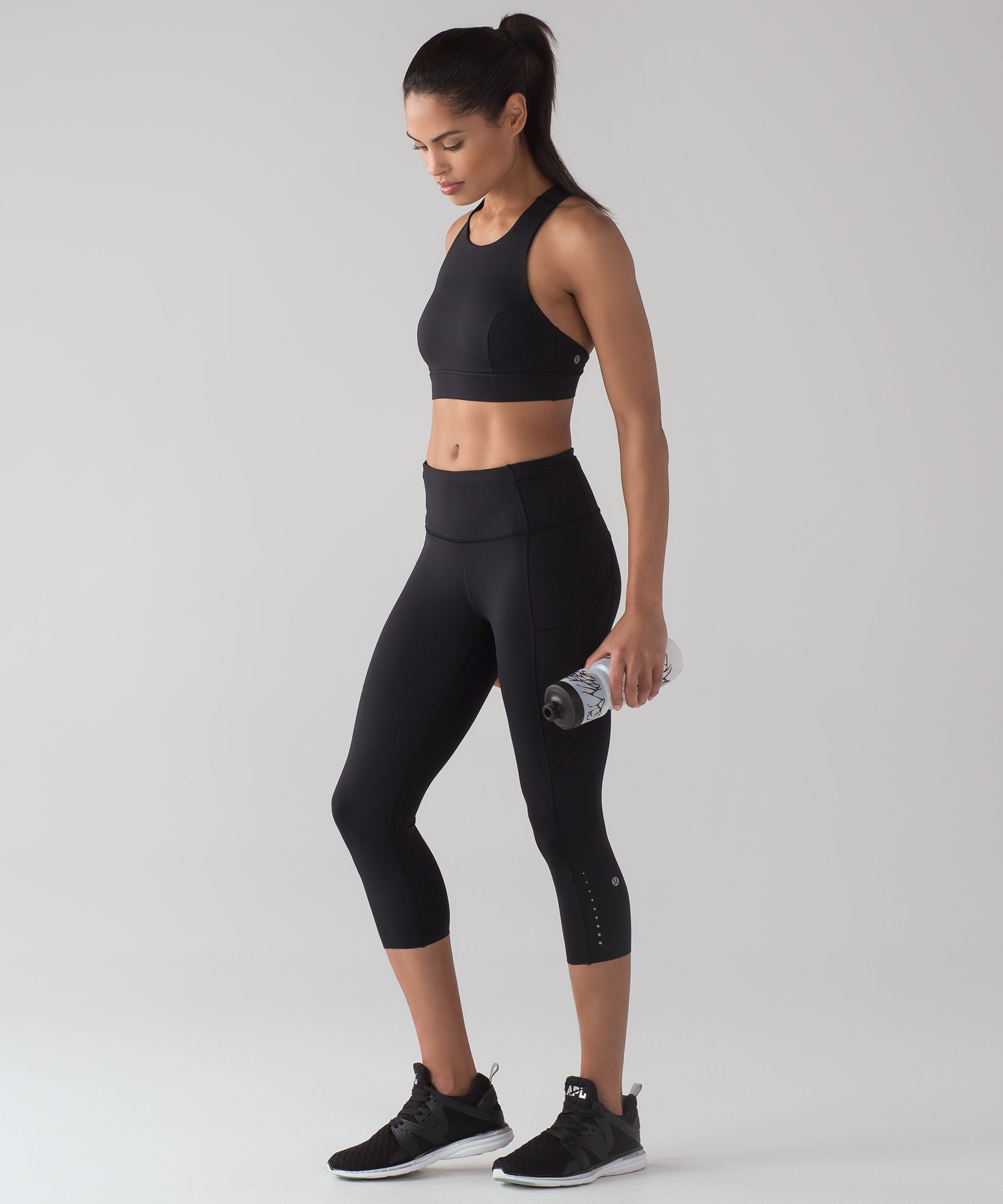 Lululemon Fast And Free Reflective High-rise Crop 19" In Black