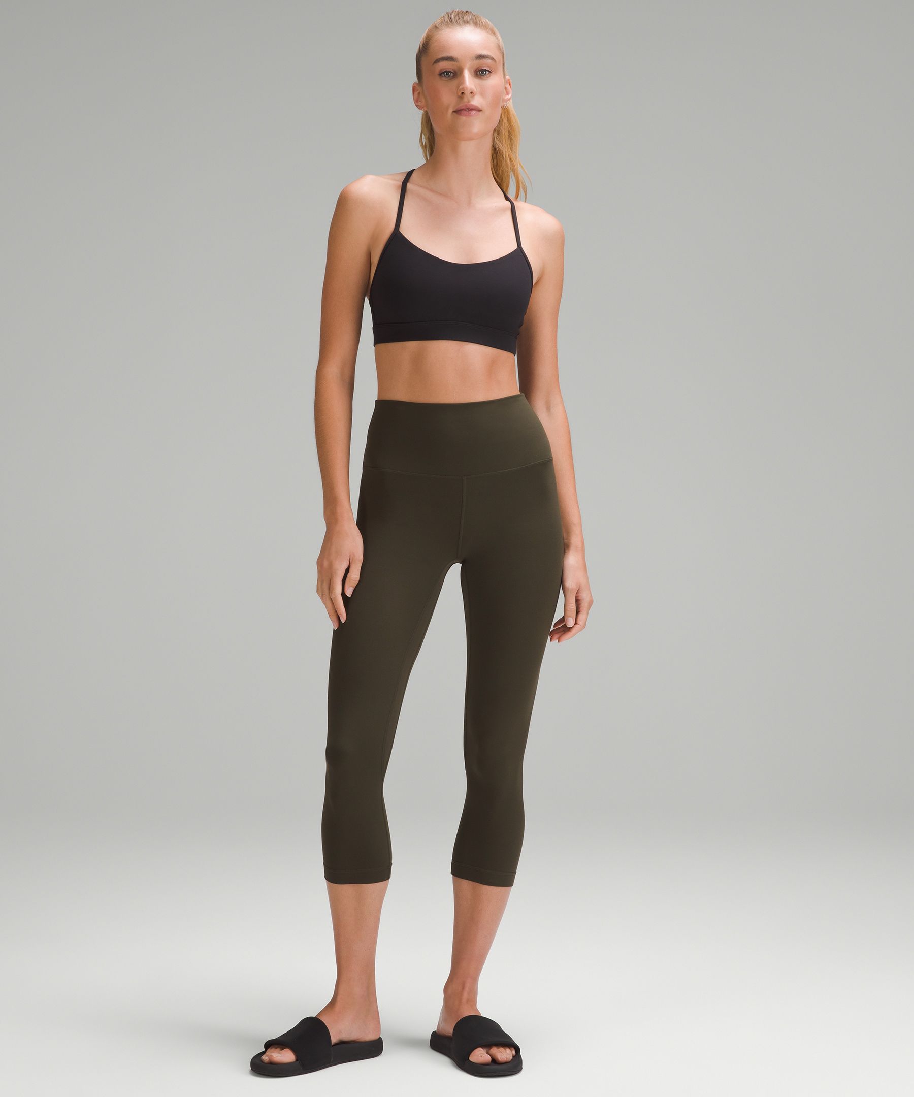 Lululemon Womens Crop Capri Seamless Leggings Black Green