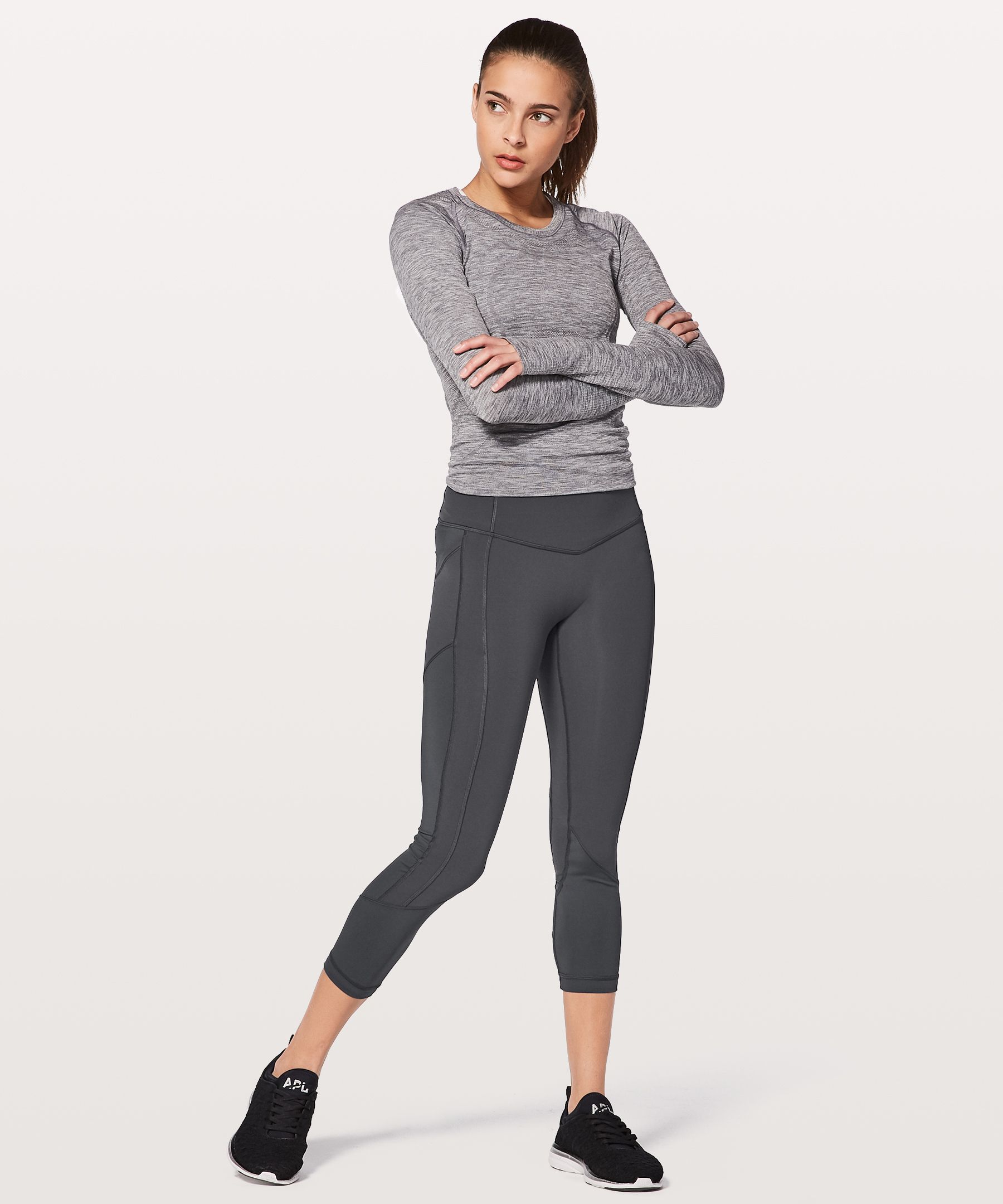 Lululemon All The Right Places Crop Ii 23" In Grey