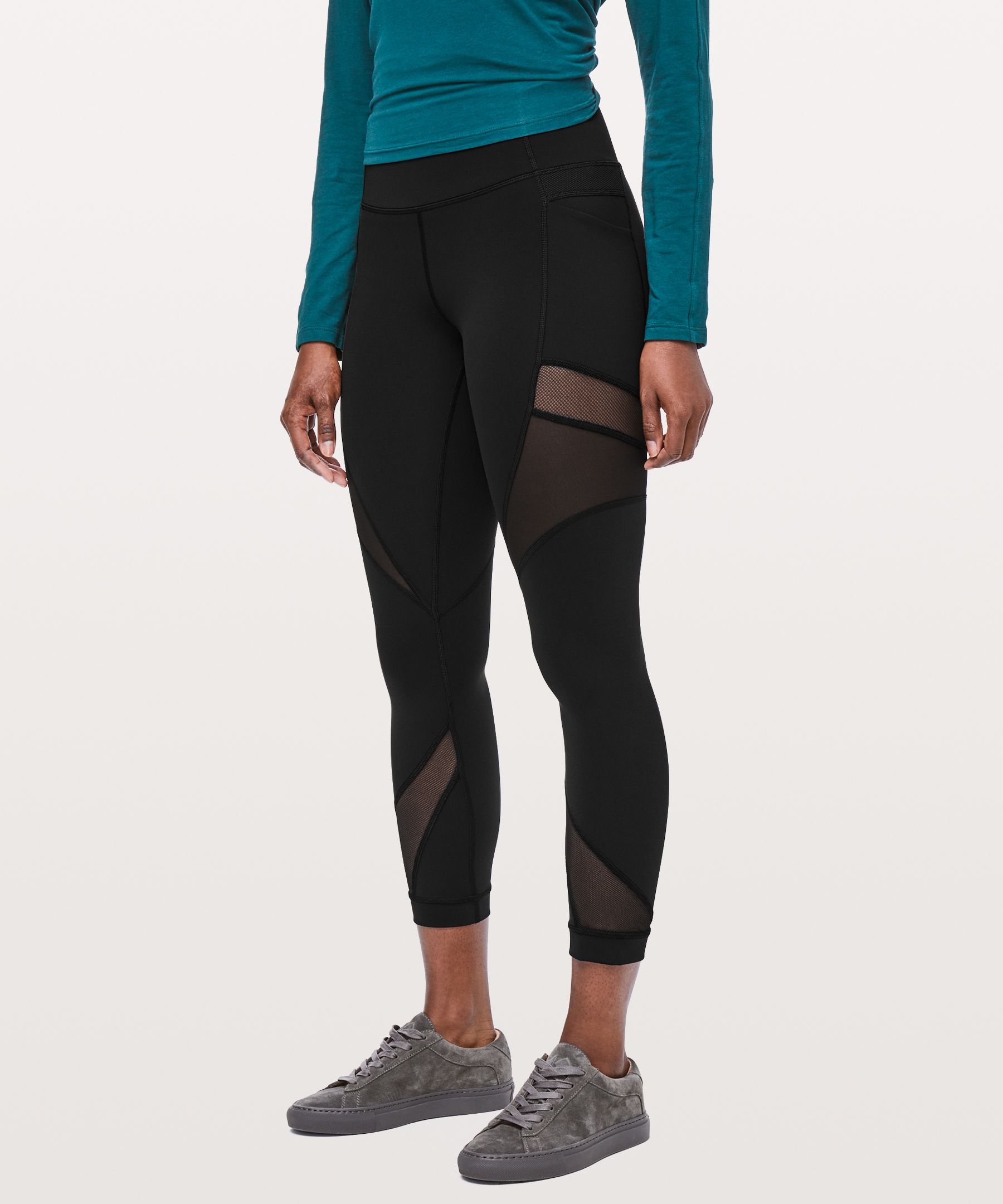 Lululemon high rise crops with see-through mesh