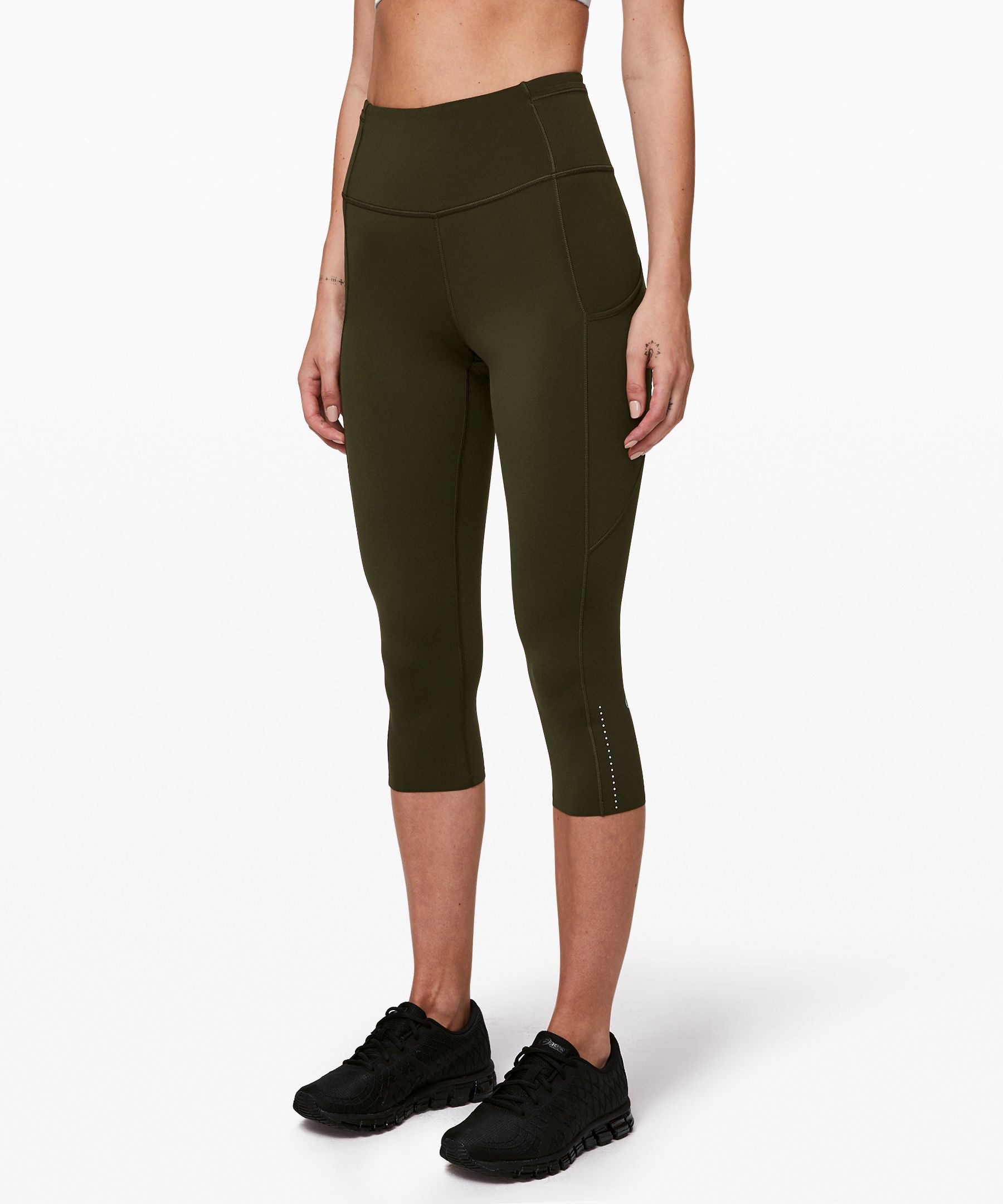 Lululemon Fast And Free Reflective High-rise Crop 19 In Black