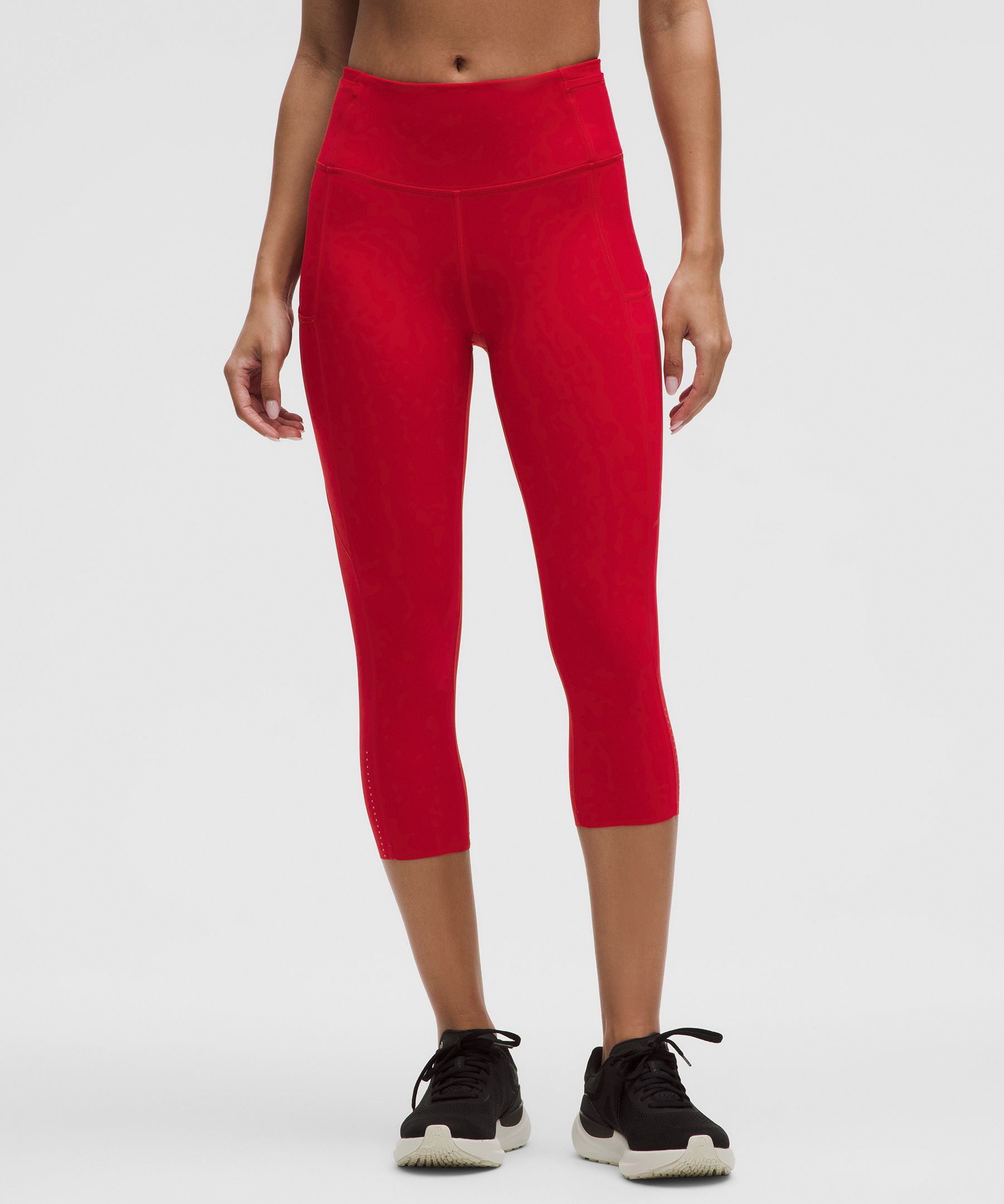 Lululemon Fast And Free Crop Ii 19" *nulux In Dark Red