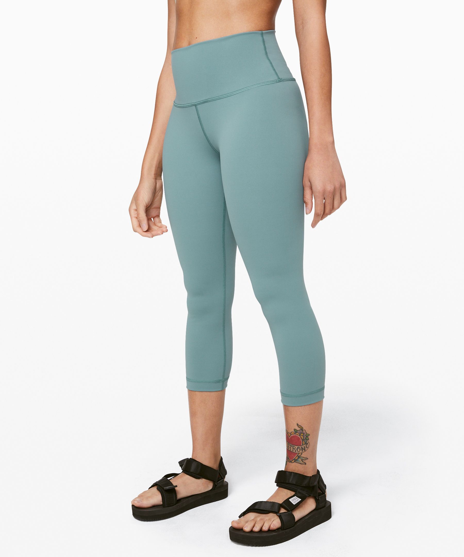 Lululemon Wunder Under Crop (high-rise) *full-on Luxtreme 21" In Aquatic Green