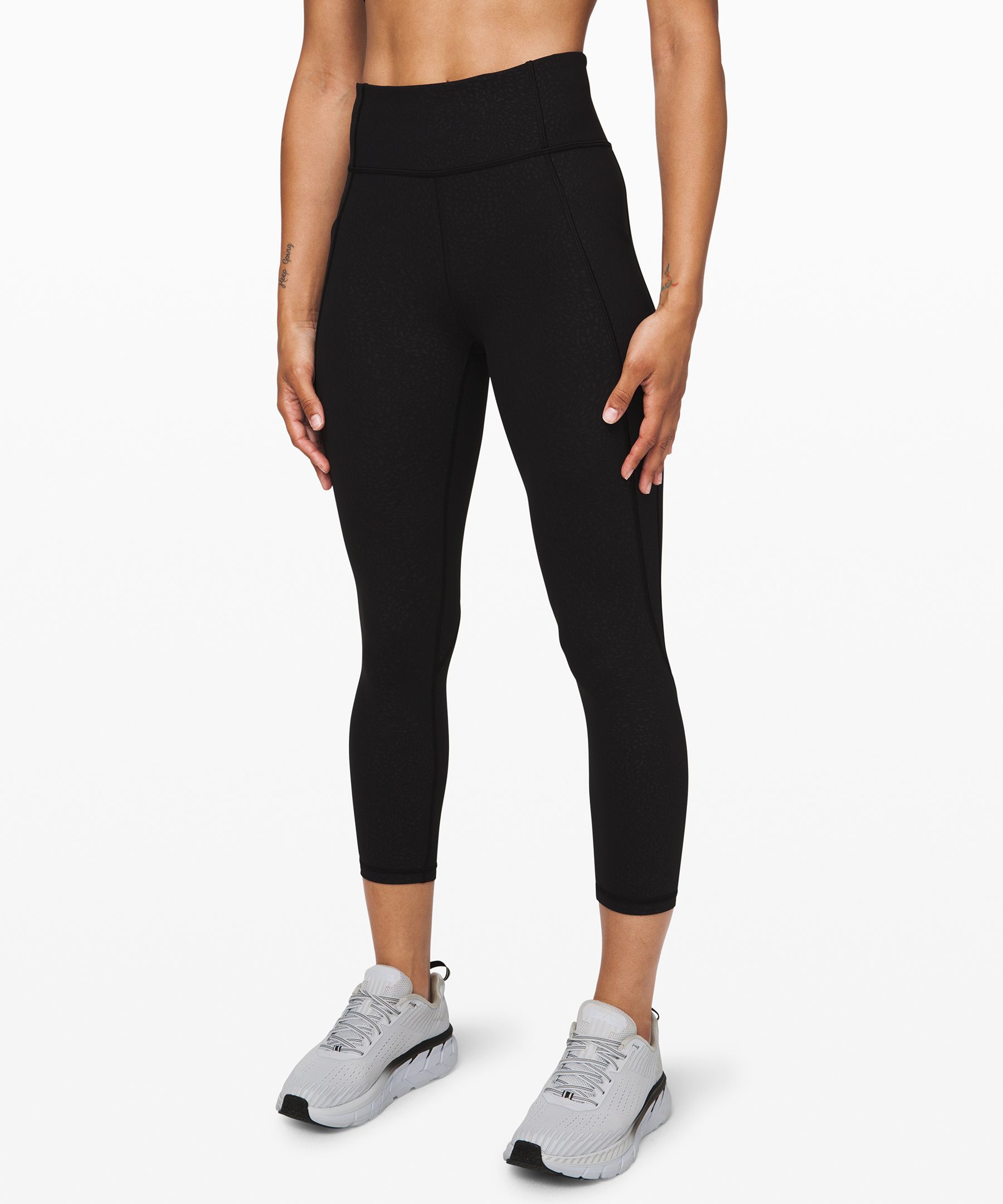 Lululemon Time To Sweat Crop *23" In Polar Shift Emboss Black