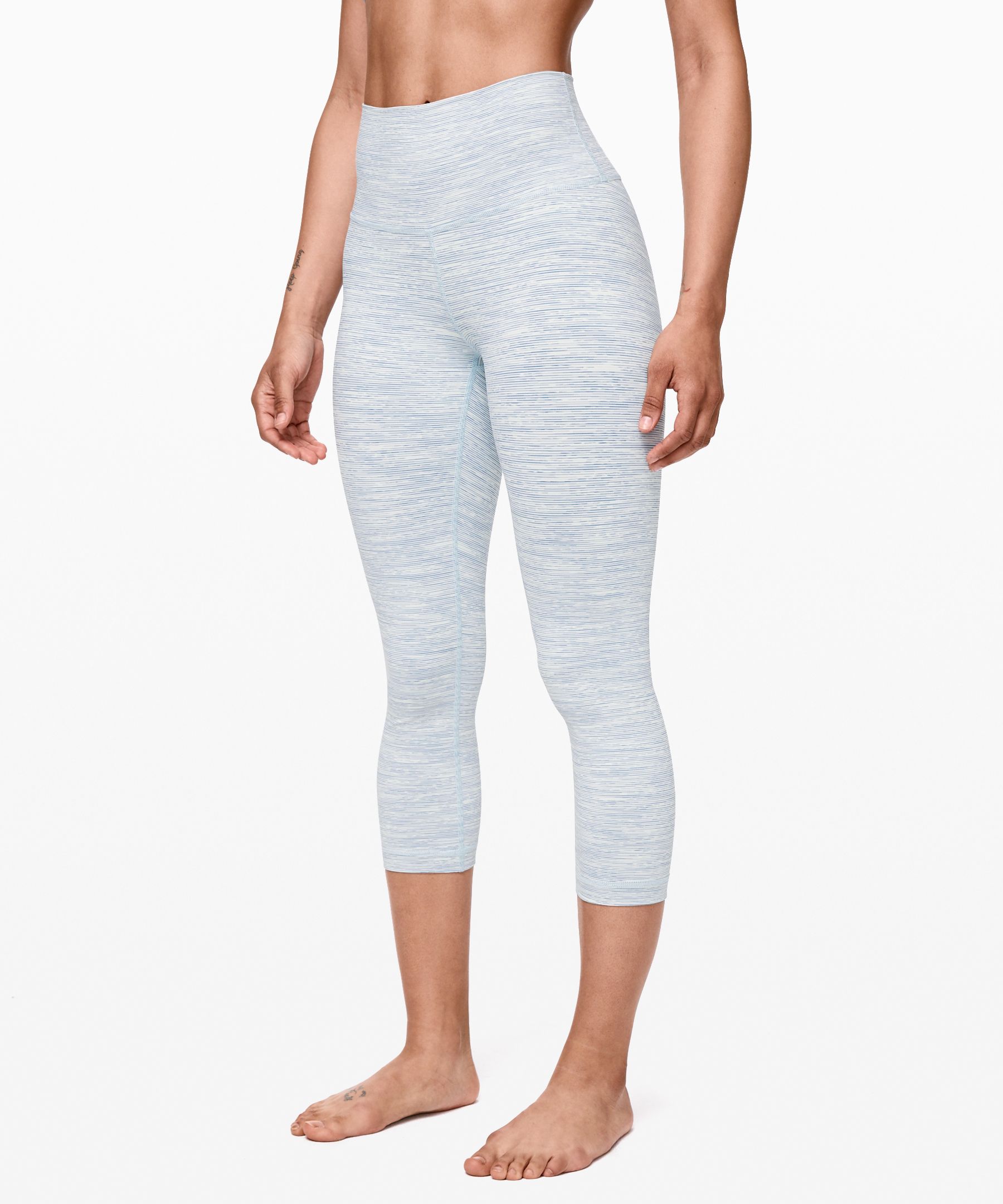 Lululemon Wunder Under Crop (high-rise) *luxtreme 21" In Wee Are From Space Sheer Blue Chambray