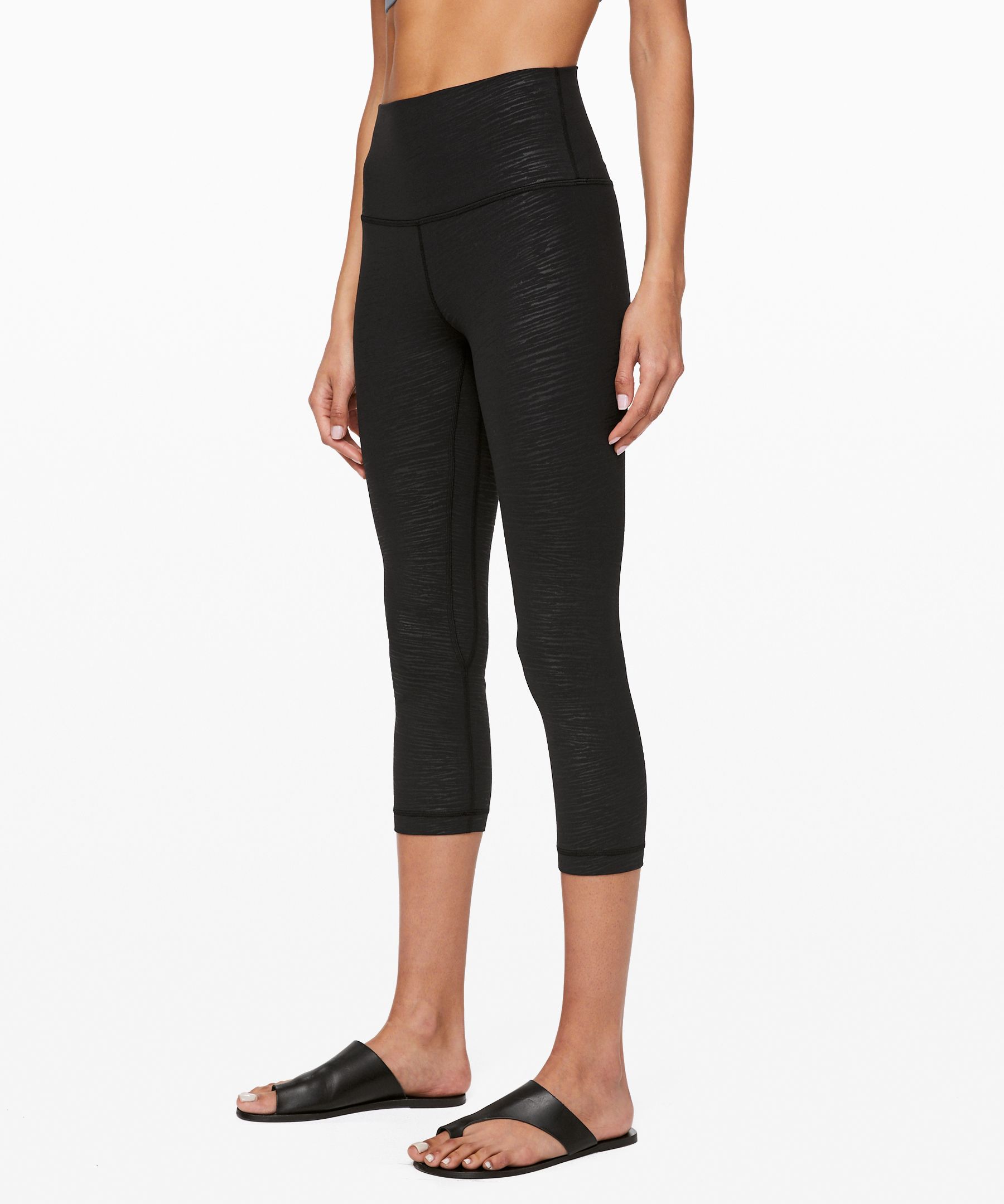 Lululemon Align Crop *21" In Stride Emboss Black