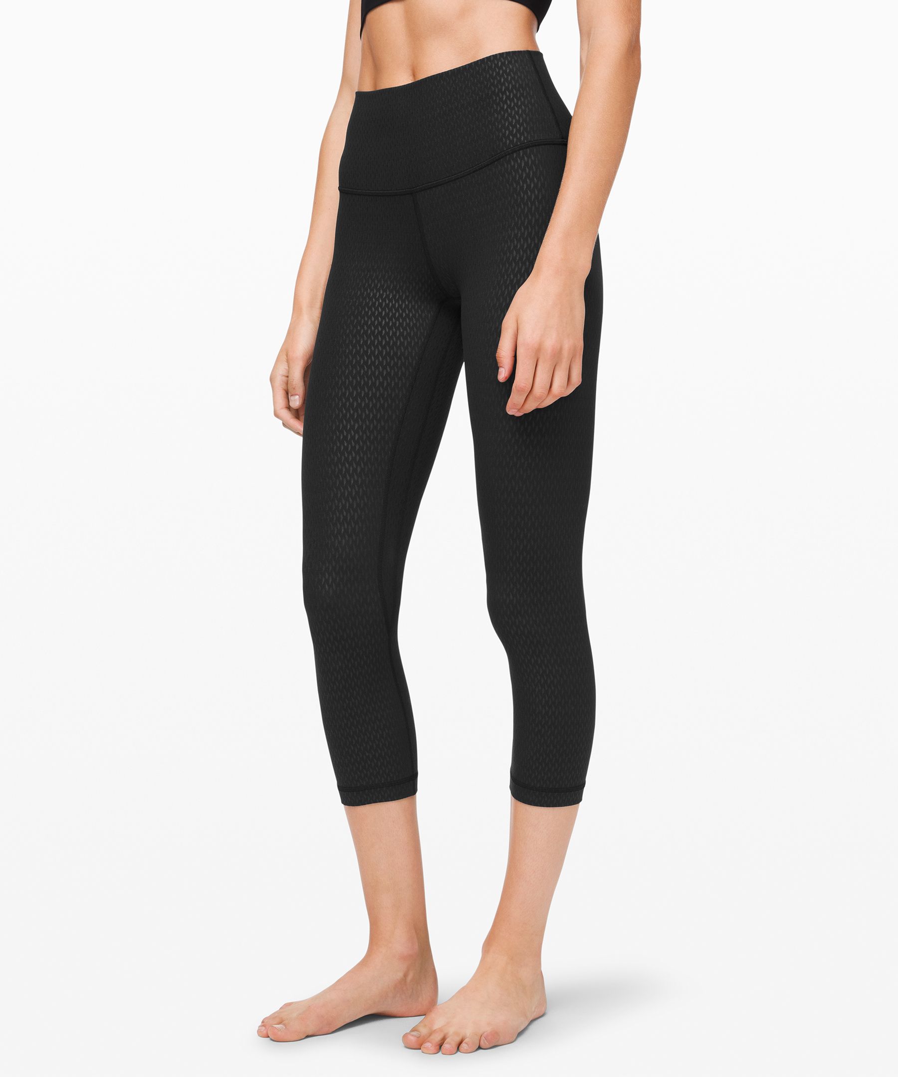 Lululemon Align Crop *21" In Diverge Emboss Black