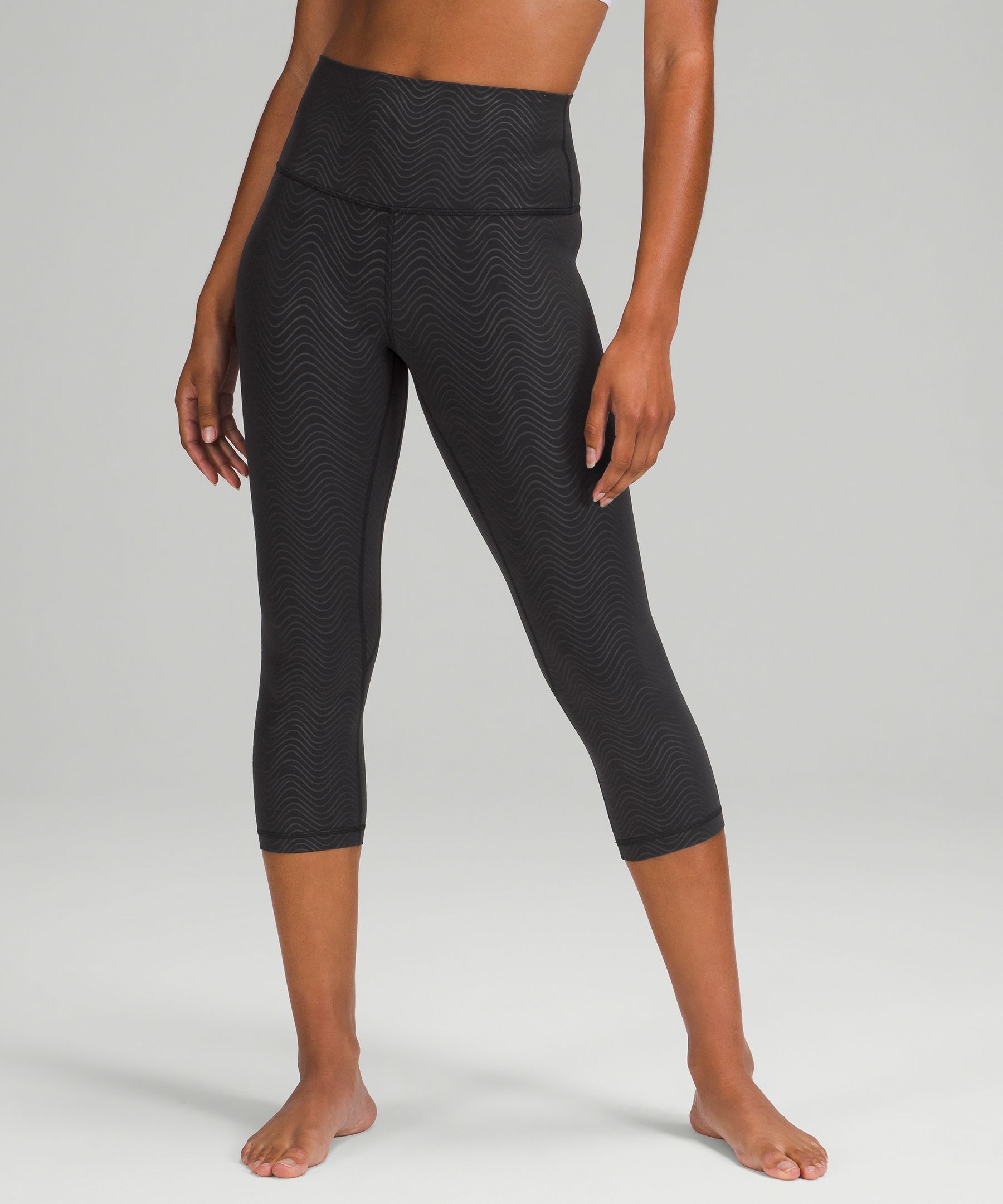 Lululemon Align™ High-rise Crop 21" In Aqueous Emboss Black