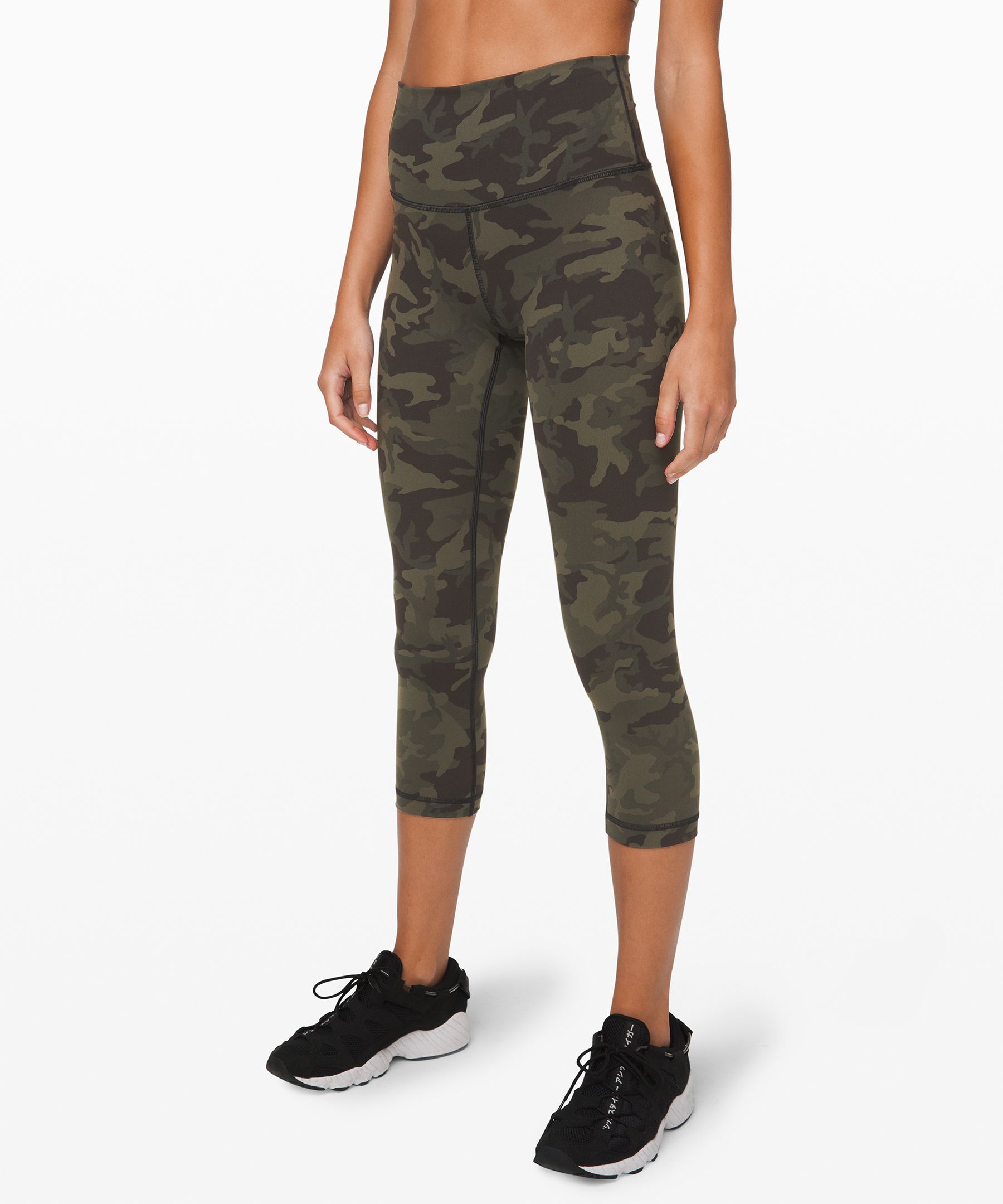 Lululemon Wunder Under Crop (high-rise) *full-on Luxtreme 21" In Incognito Camo Multi Gator Green
