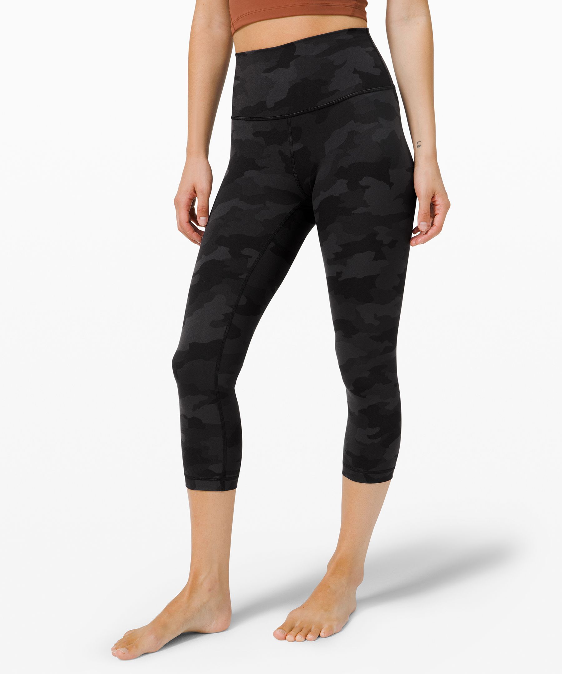 Lululemon Wunder Under High-rise Crop 21" In Heritage 365 Camo Deep Coal