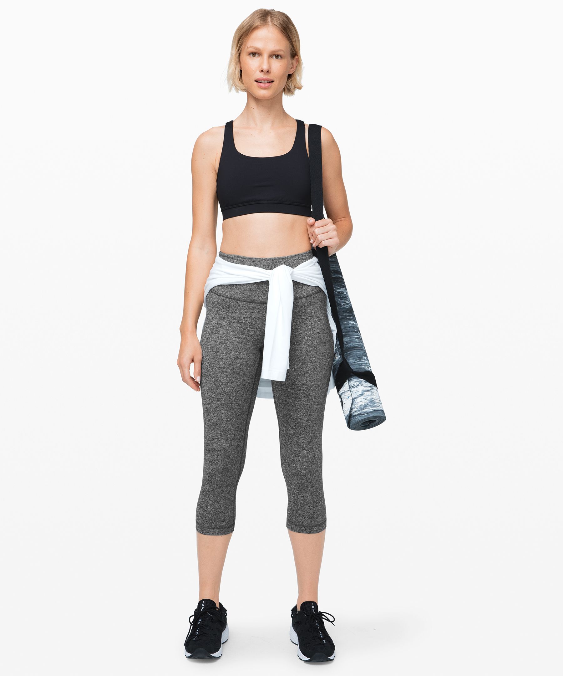 Heathered Black Wunder Under Crop (High-Rise) 21"