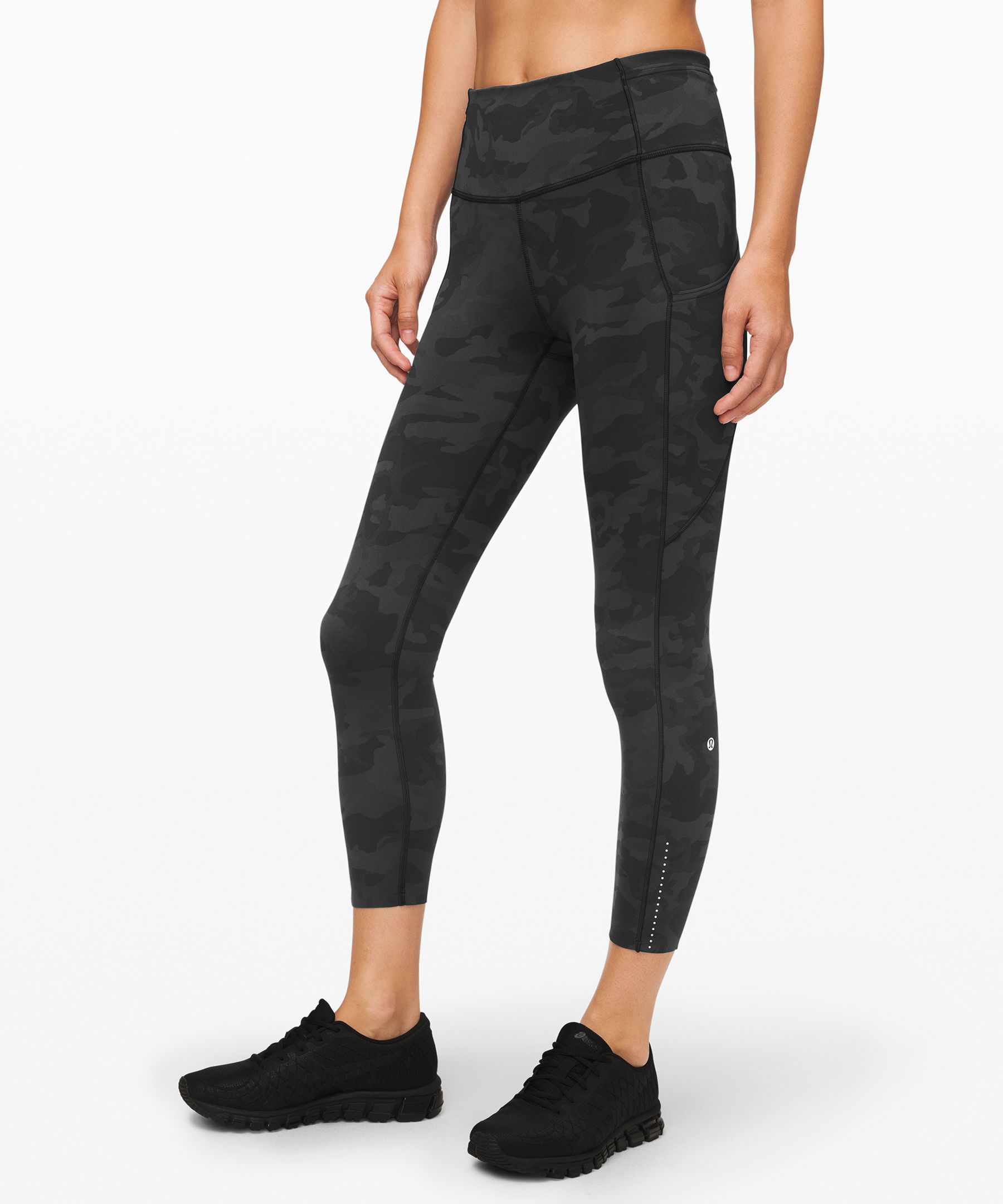 Lululemon Fast And Free High-rise Crop Ii 23" *reflective Online Only In Incognito Camo Multi Grey