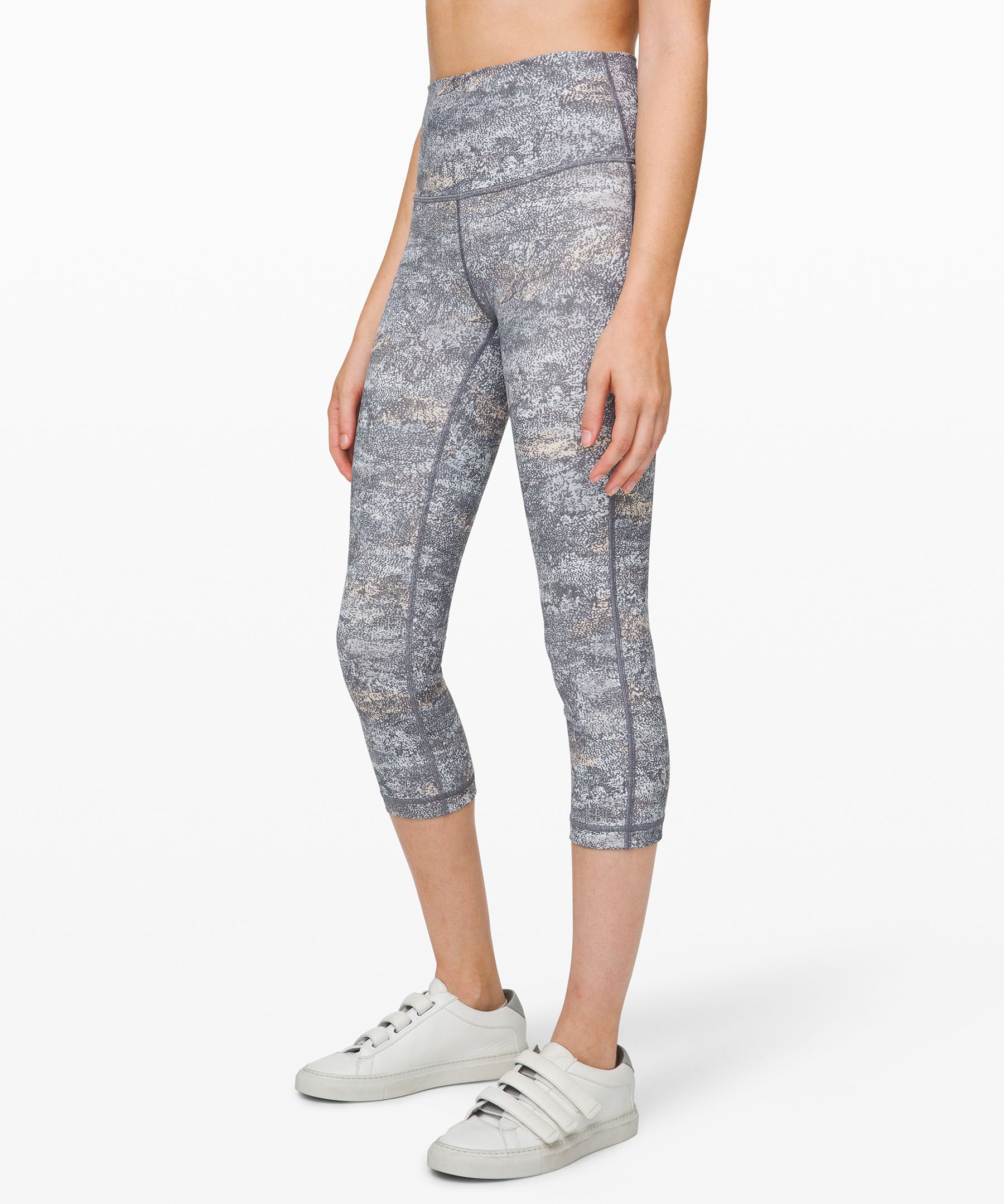 Lululemon Wunder Under Crop (high-rise) *full-on Luxtreme 21" In Frozen Vista Alpine White Multi