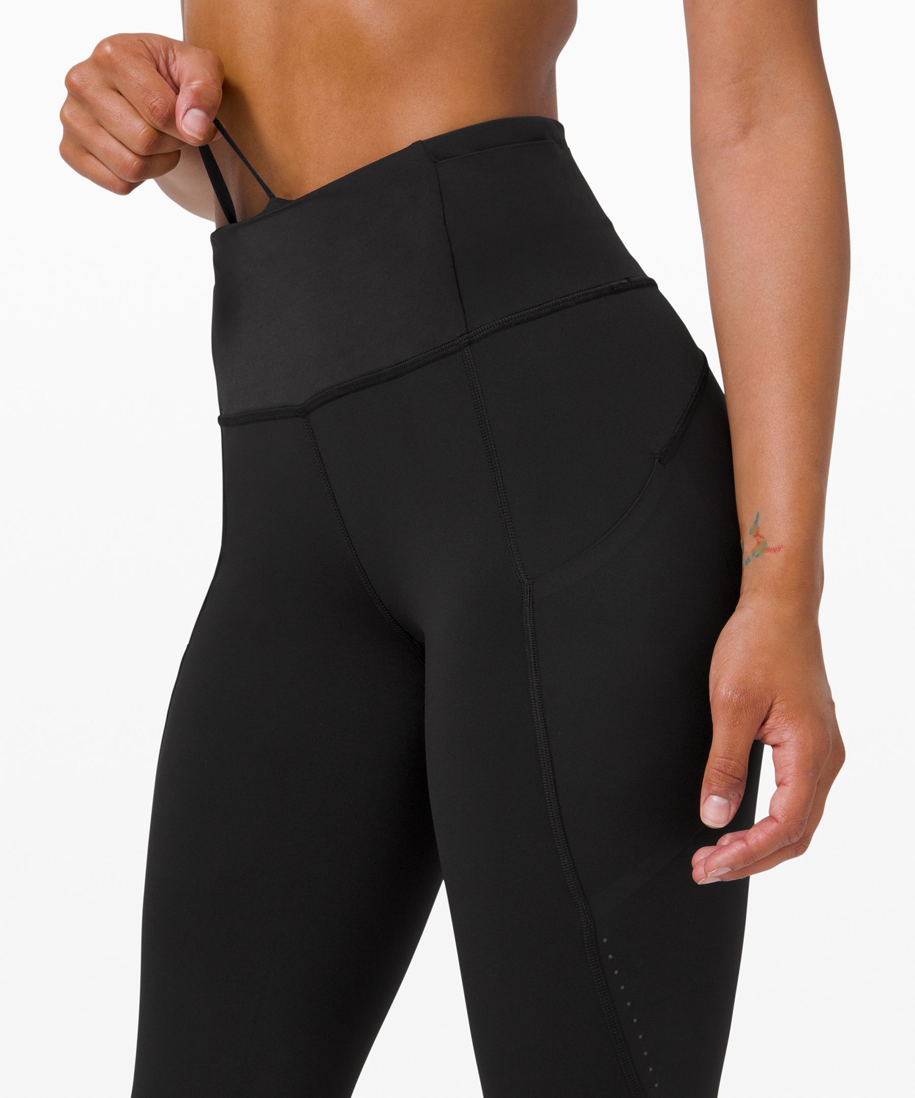 lululemon FAST AND FREE HIGH RISE CROP POCKETS - Leggings - black -  Zalando.de