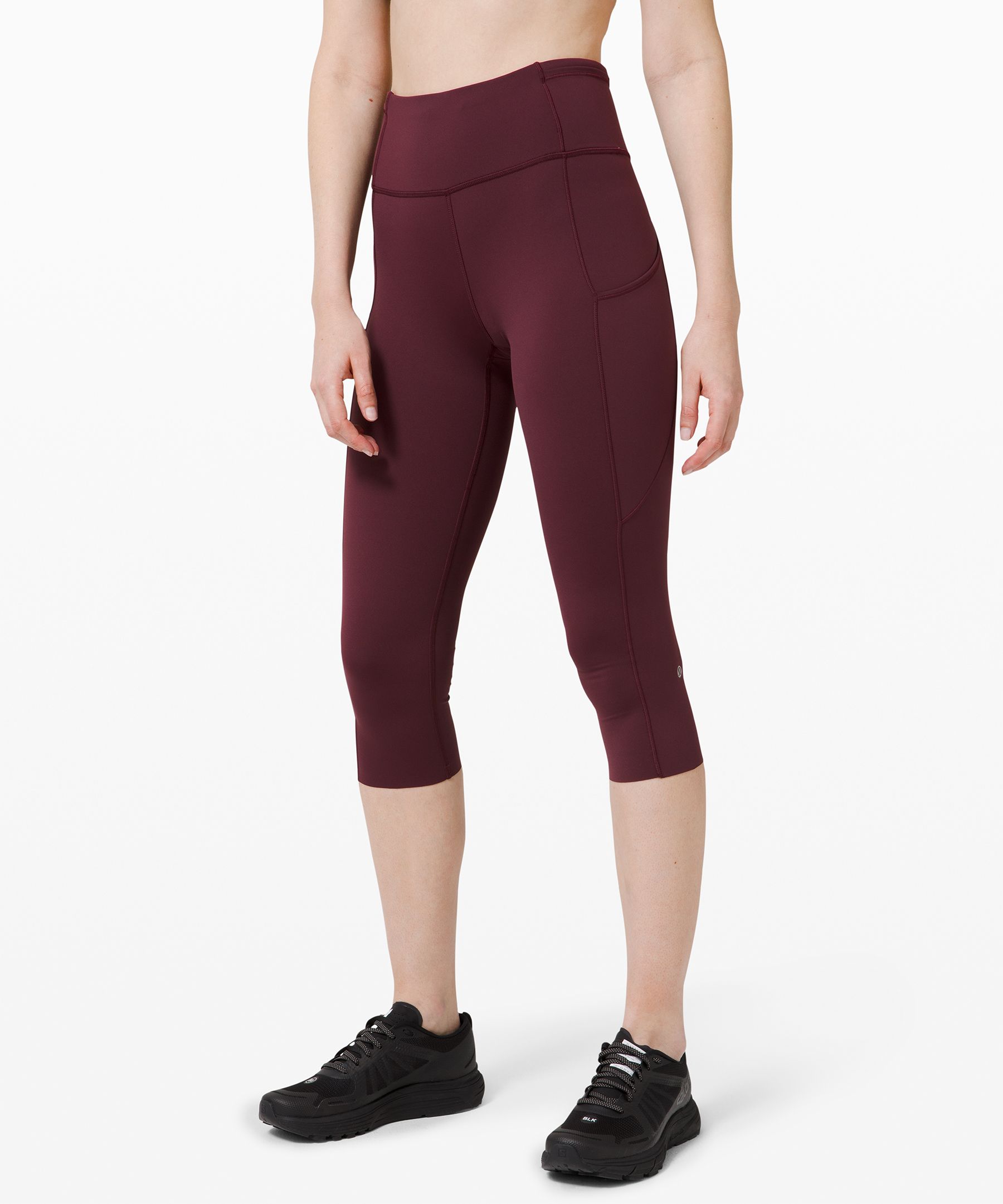 Lululemon Fast And Free Crop Ii 19" *non-reflective Nulux In Burgundy