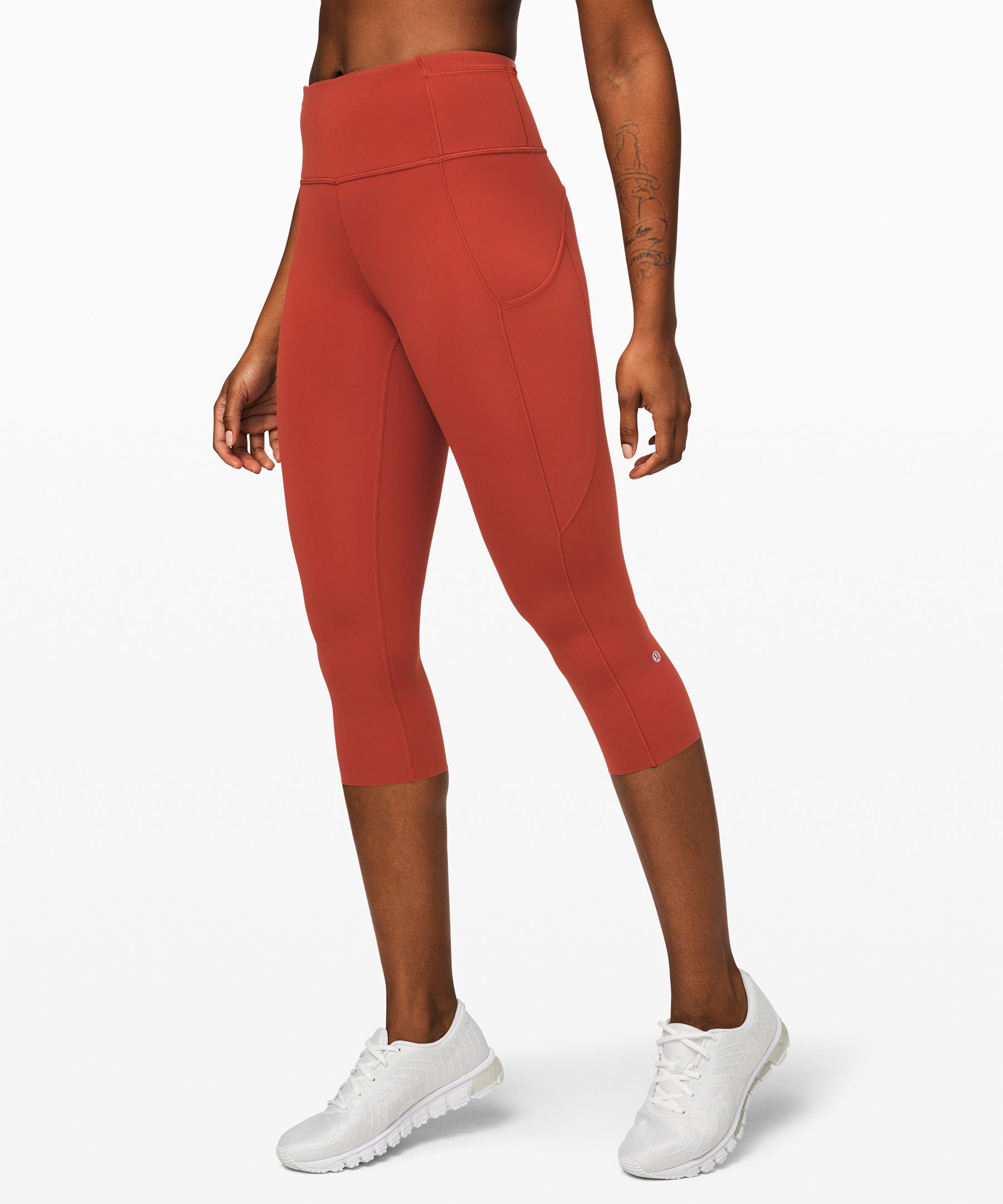 Lululemon Fast And Free Crop 19" *non-reflective Nulux In Red