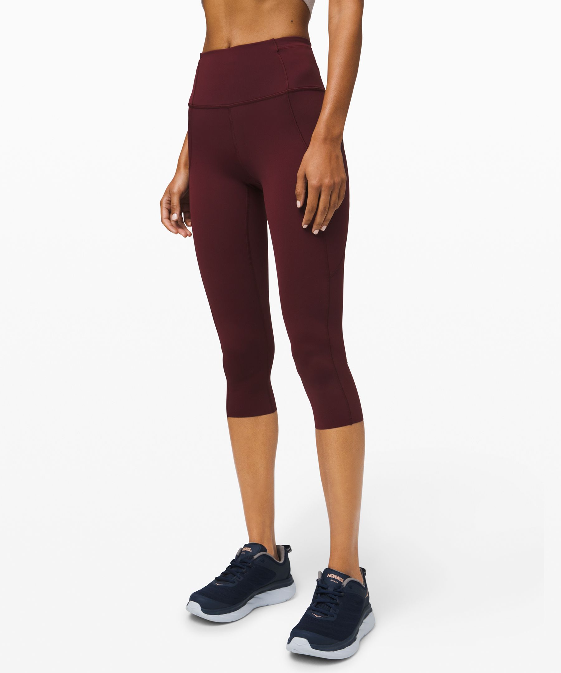 Lululemon Fast And Free High-rise Crop Ii 19" *non-reflective Nulux In Garnet