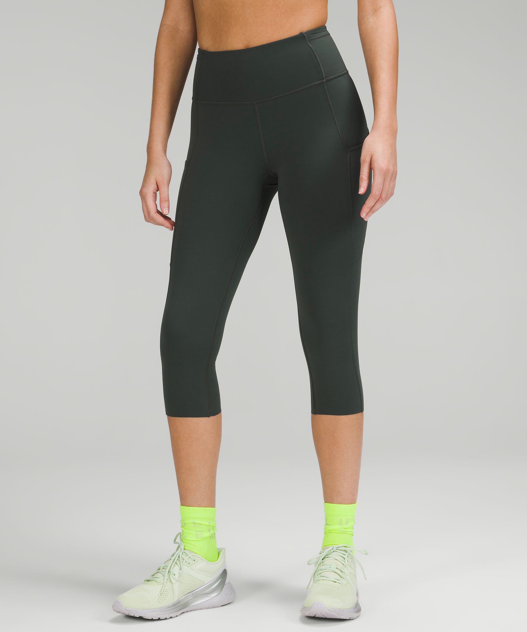 Lululemon Fast And Free High-rise Crop 19" In Smoked Spruce