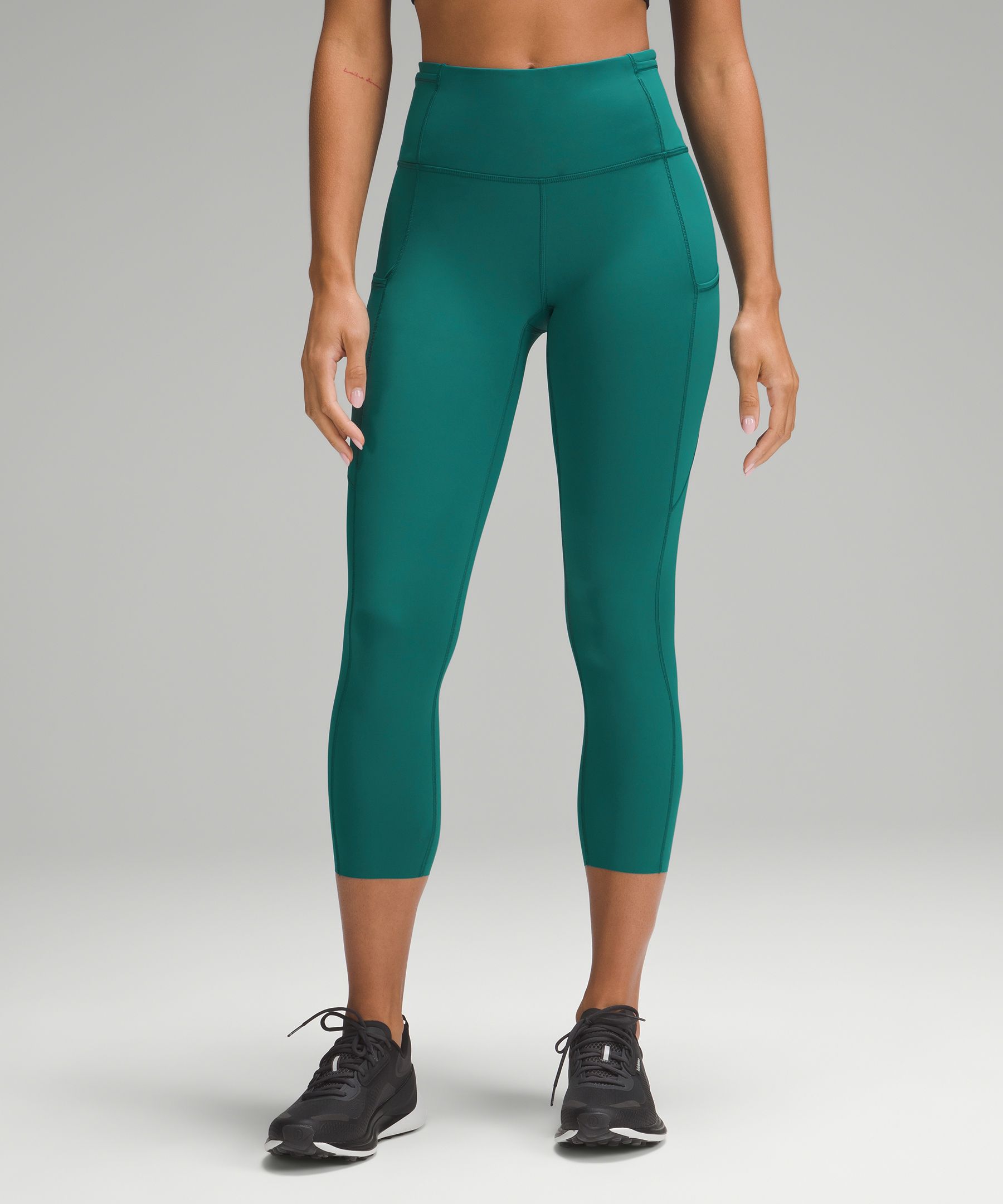 Lululemon Fast And Free High-rise Crop 23 In Heritage 365 Camo Crispin  Green