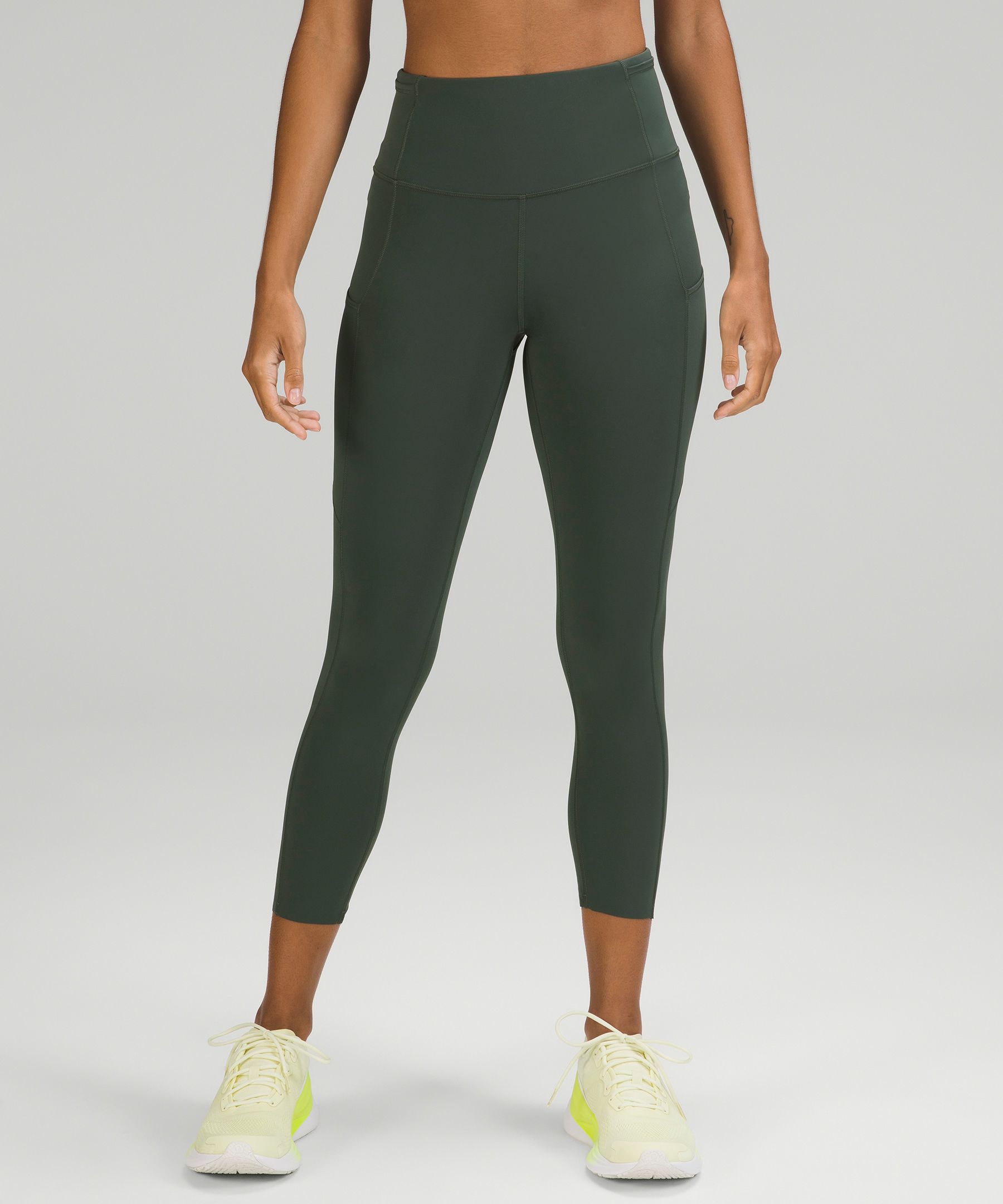 Lululemon Fast And Free High-rise Crop 23" In Smoked Spruce
