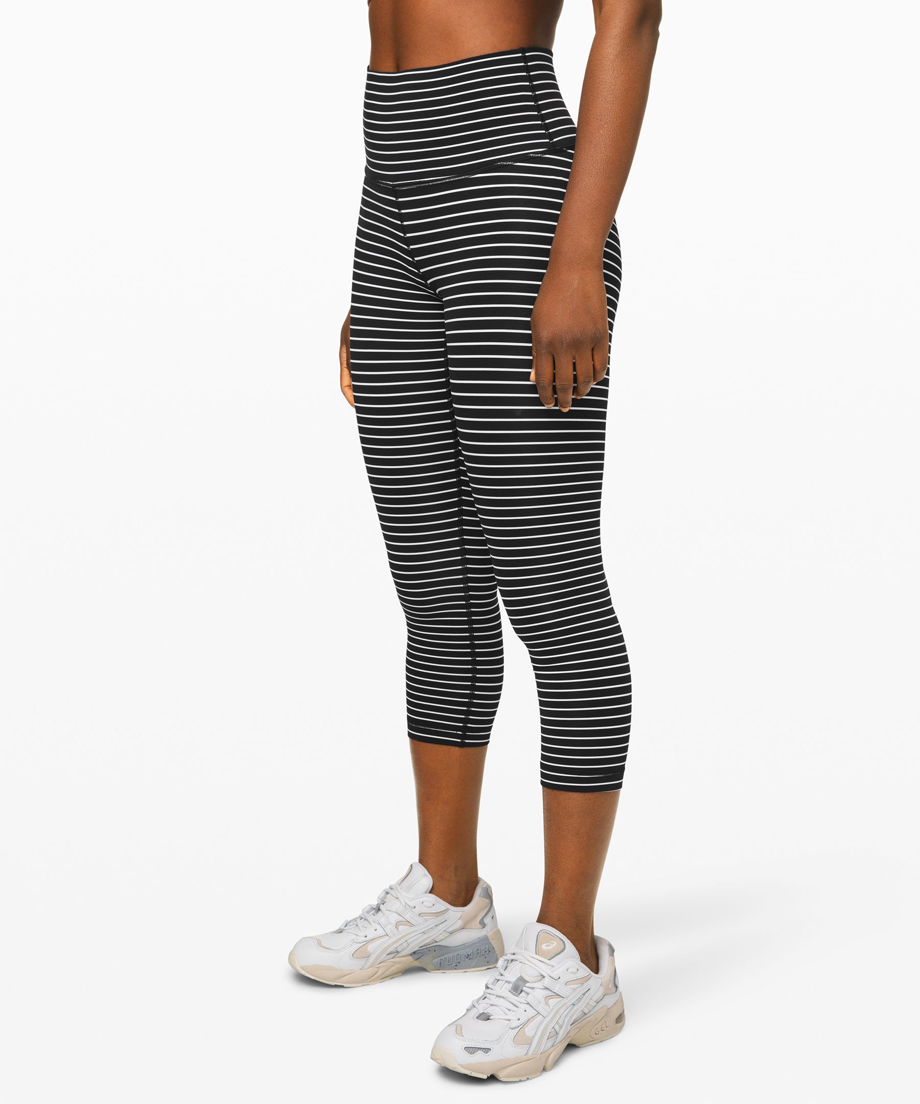 Lululemon Wunder Under High-rise Crop 21" *luxtreme In Parallel Stripe Black White