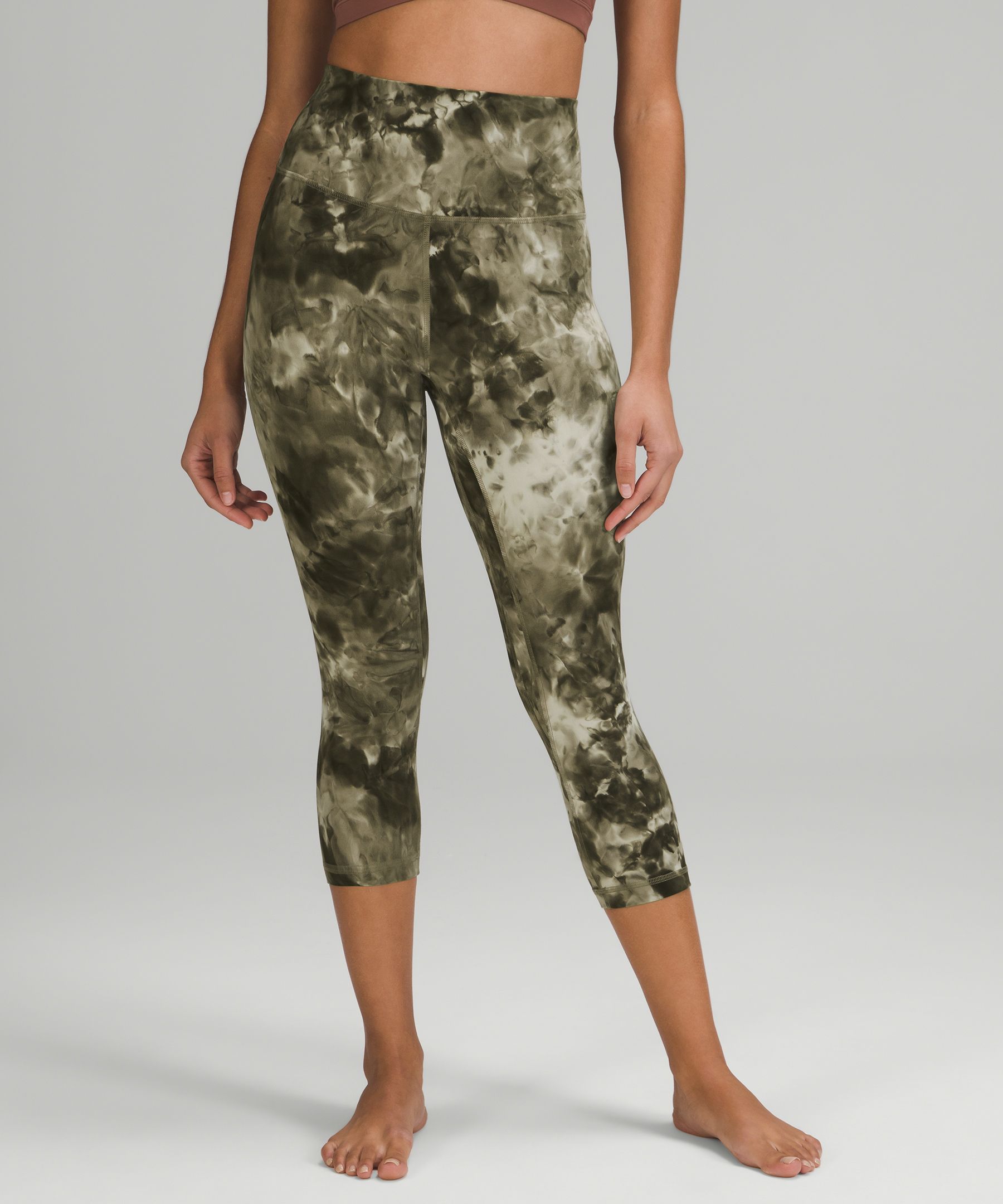 WOMENS LULULEMON HI-RISE ALIGN SAGE, ARMY GREEN MARBLE DYE LEGGING