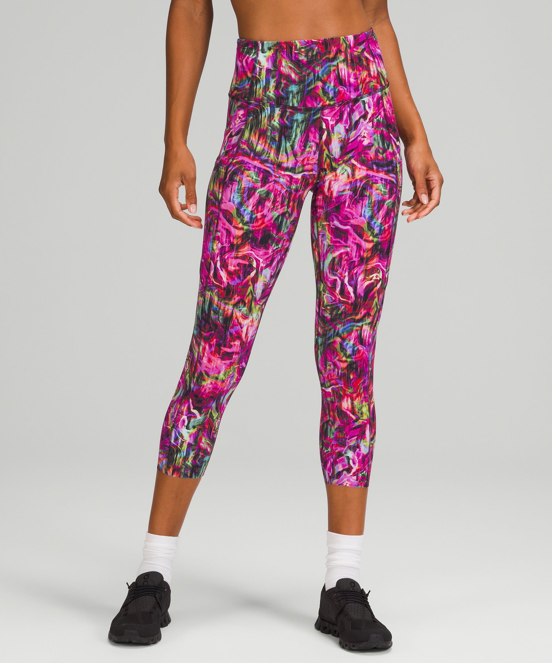 Lululemon Fast And Free High-rise Crop 23" In Hyper Flow Pink Multi