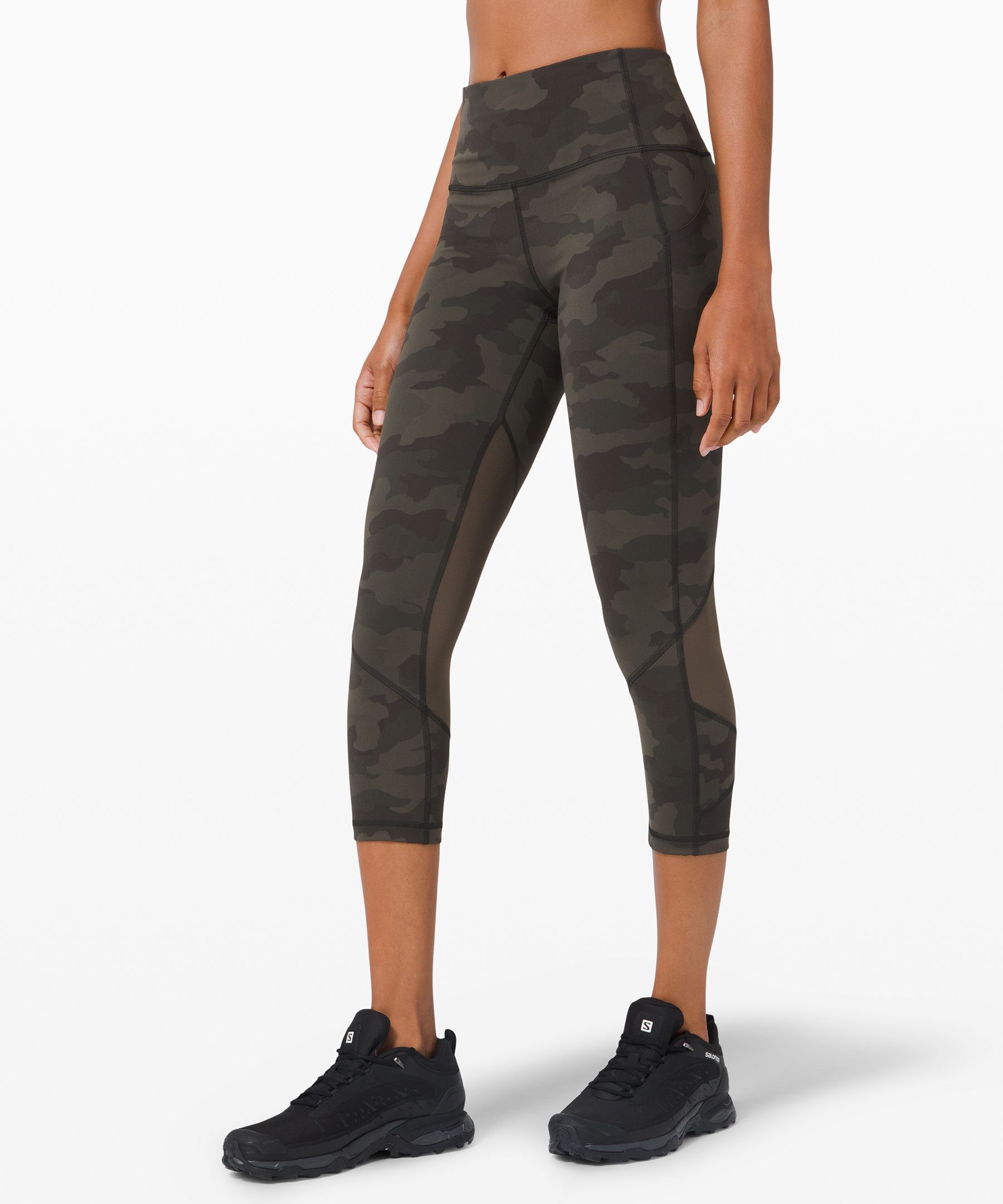 Lululemon Pace Rival Mid-rise Crop 22 In Formation Camo Deep Coal Multi  /black