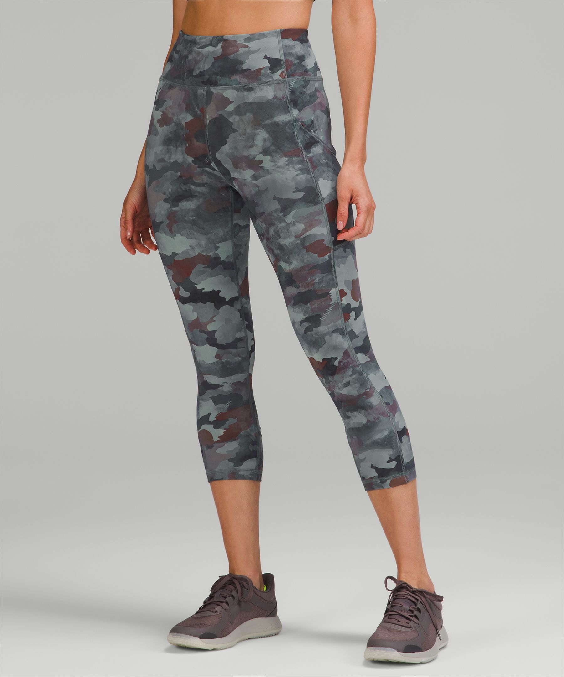 Lululemon Invigorate High-rise Crop 23" In Heritage Camo Wash Mineral Blue