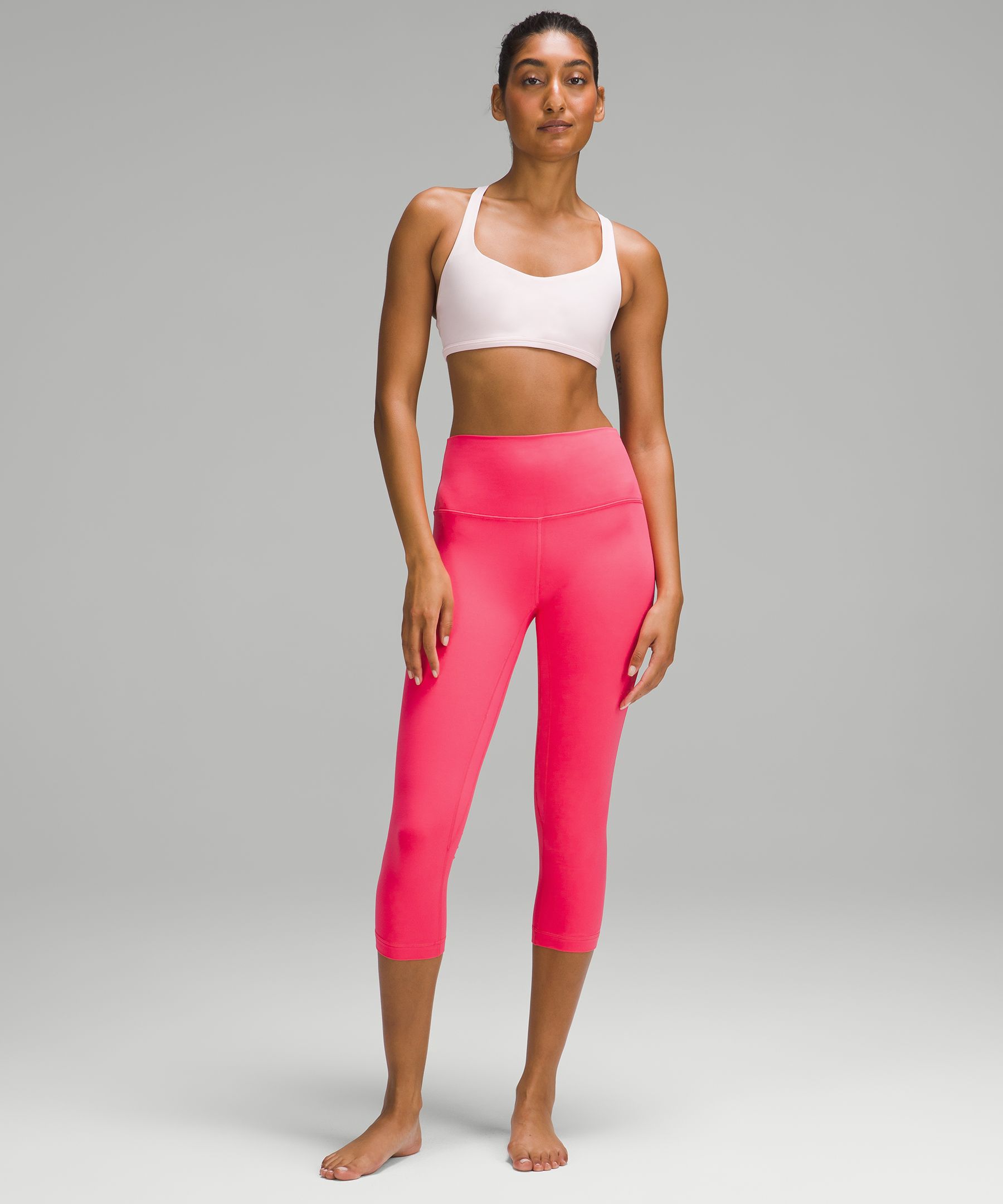 Lululemon Wunder Under Hot Pink Black Reversible Crop Capri Yoga Leggings  Sz 10
