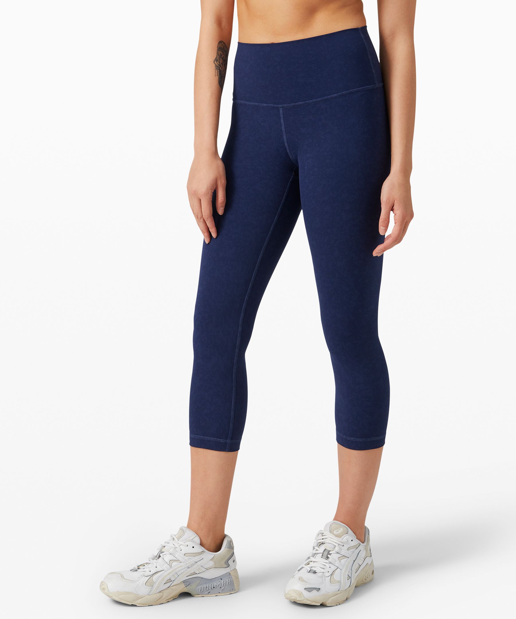 Lululemon Wunder Under Crop High-rise *spray 21" In Navy