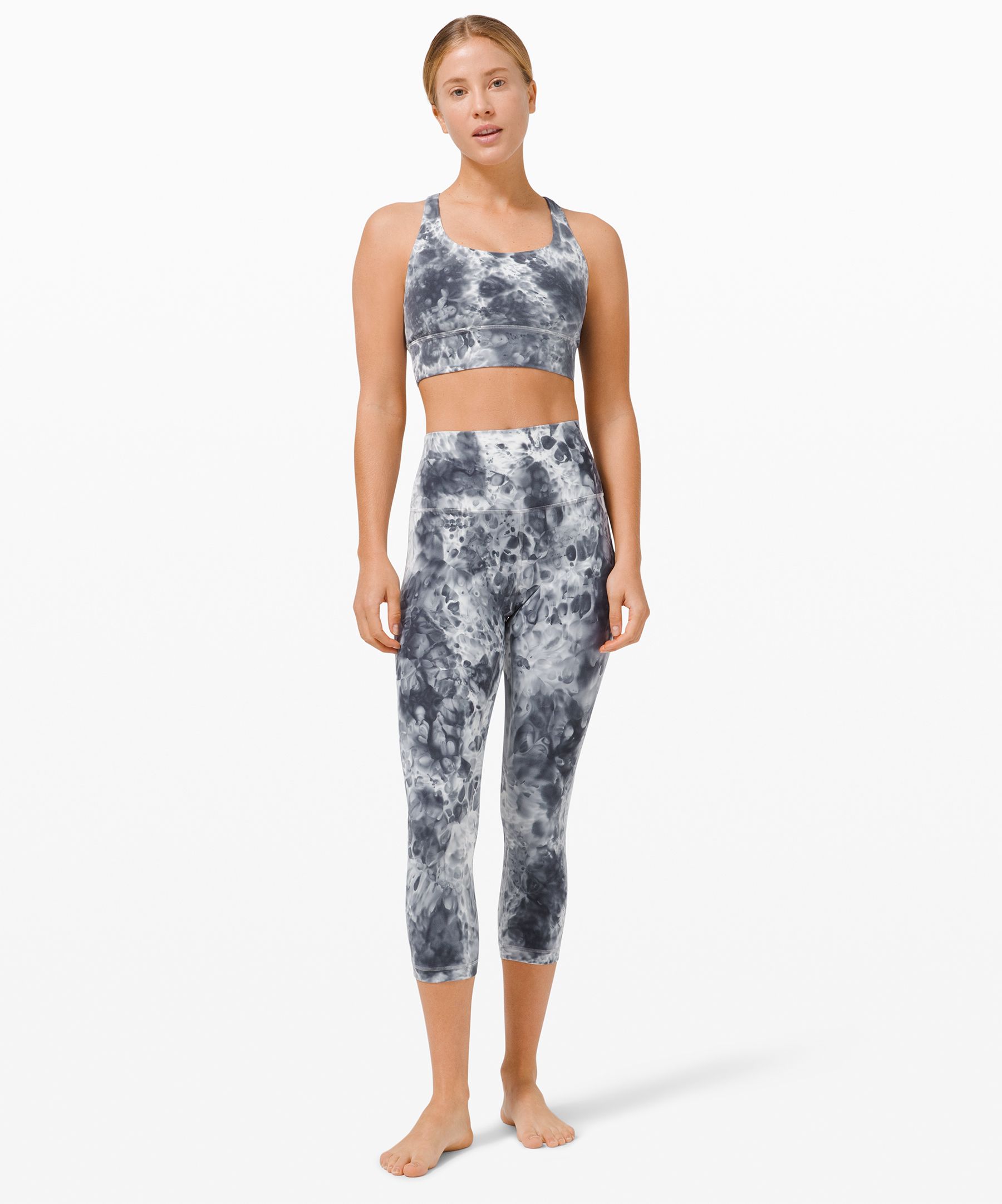 LULULEMON Wunder Under HR Tight Tie dye Grey White Luxtreme size 6 Leggings