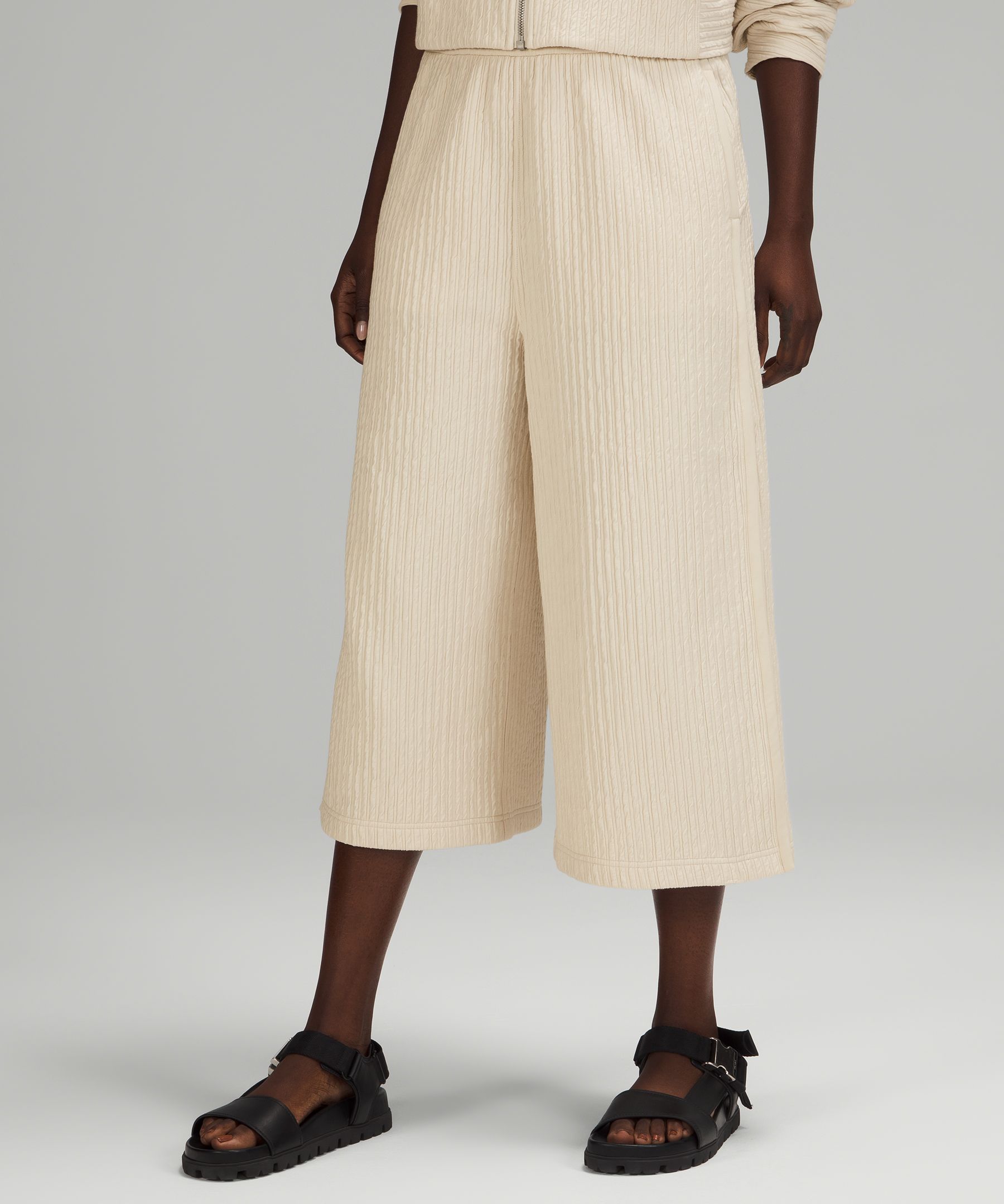 Linen Textured Culotte - Beige