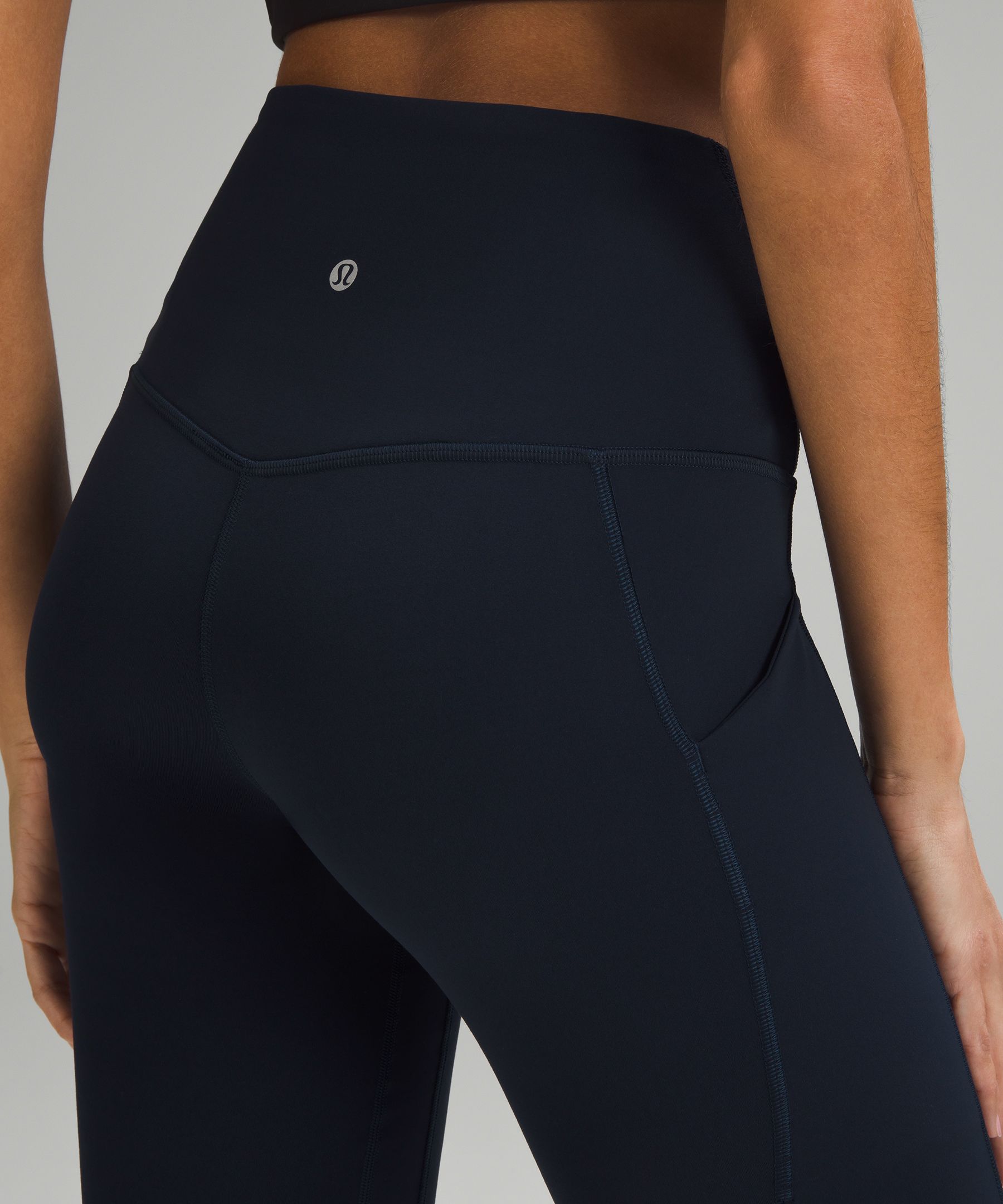 Lululemon Black Cropped Leggings Capris Back Pocket Adjustable Waist