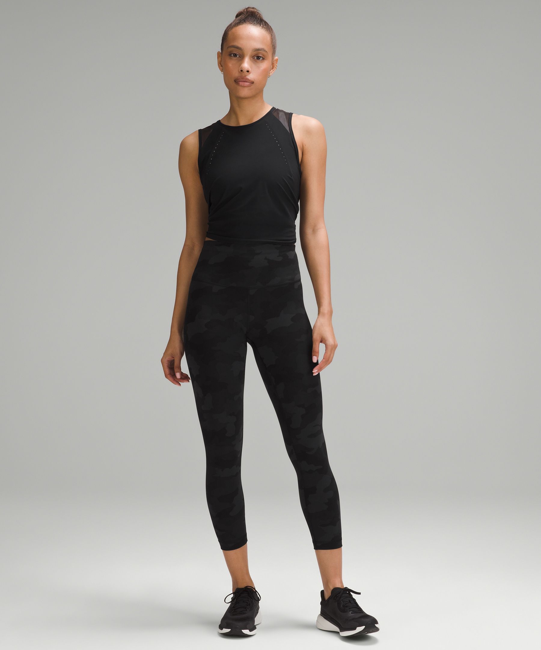 Saturday Pilates and errands fit (Align leggings (black camo - sz 4),  invigorate/Wunder train racerback (black - sz 6), full zip cropped scuba  (solar orange - size 6) : r/lululemon