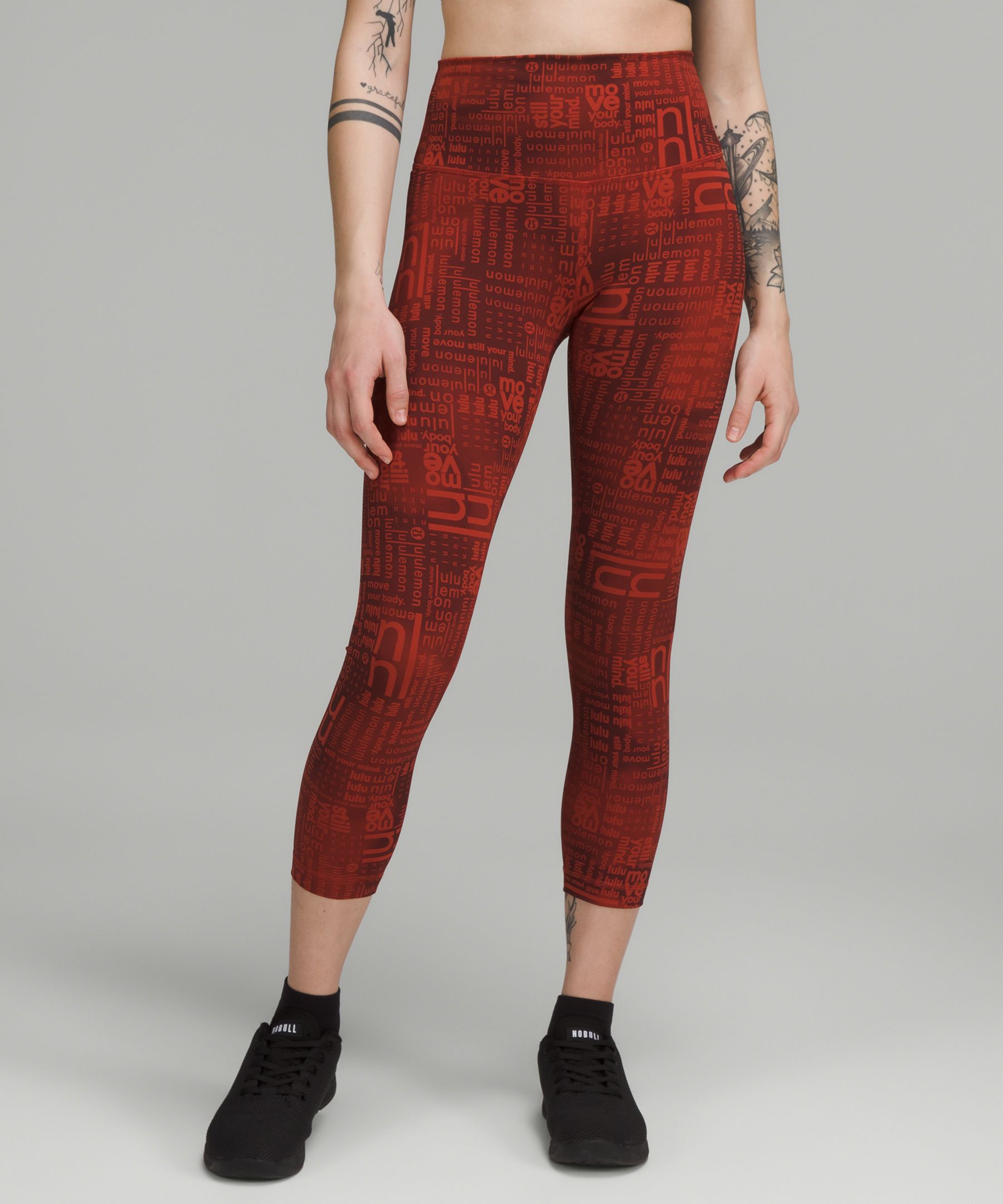 Lululemon Wunder Train High-rise Crop 23" In  Ombre Red Multi
