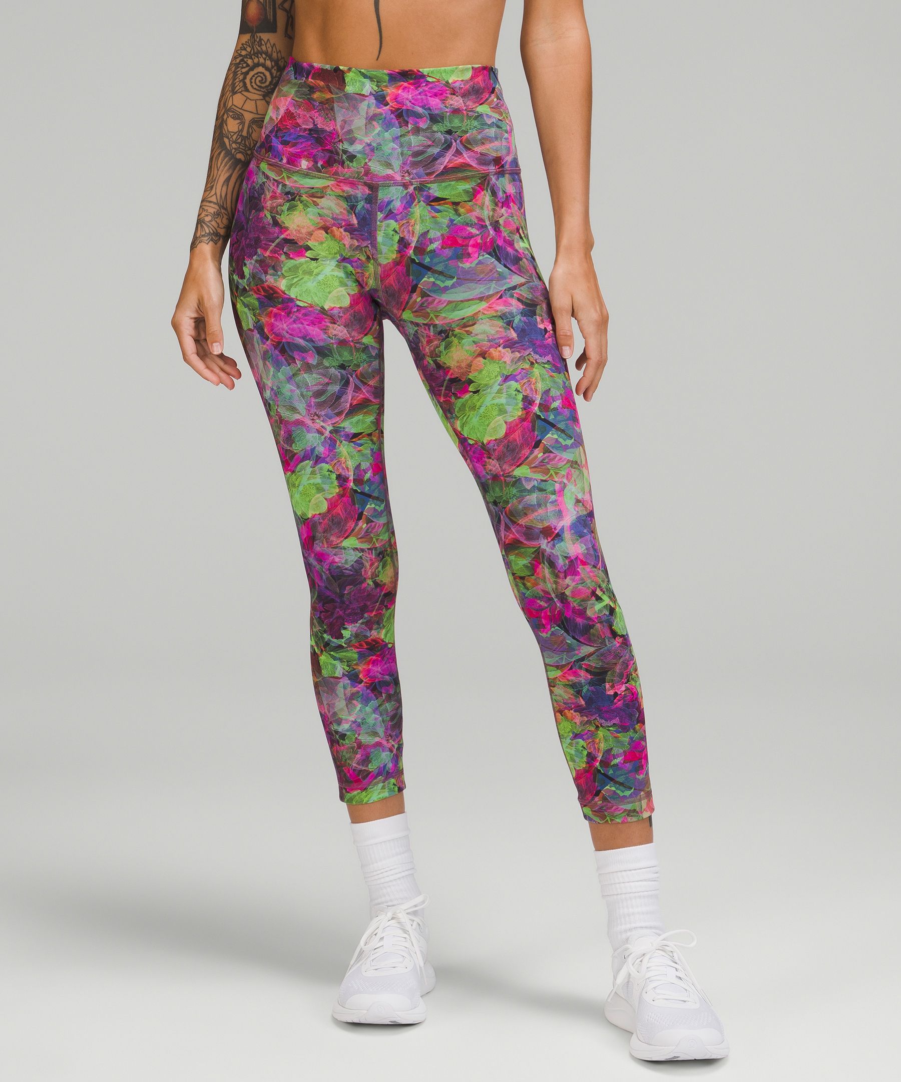 Lululemon Wunder Train High-rise Crop 23" In Vivid Floral Tone