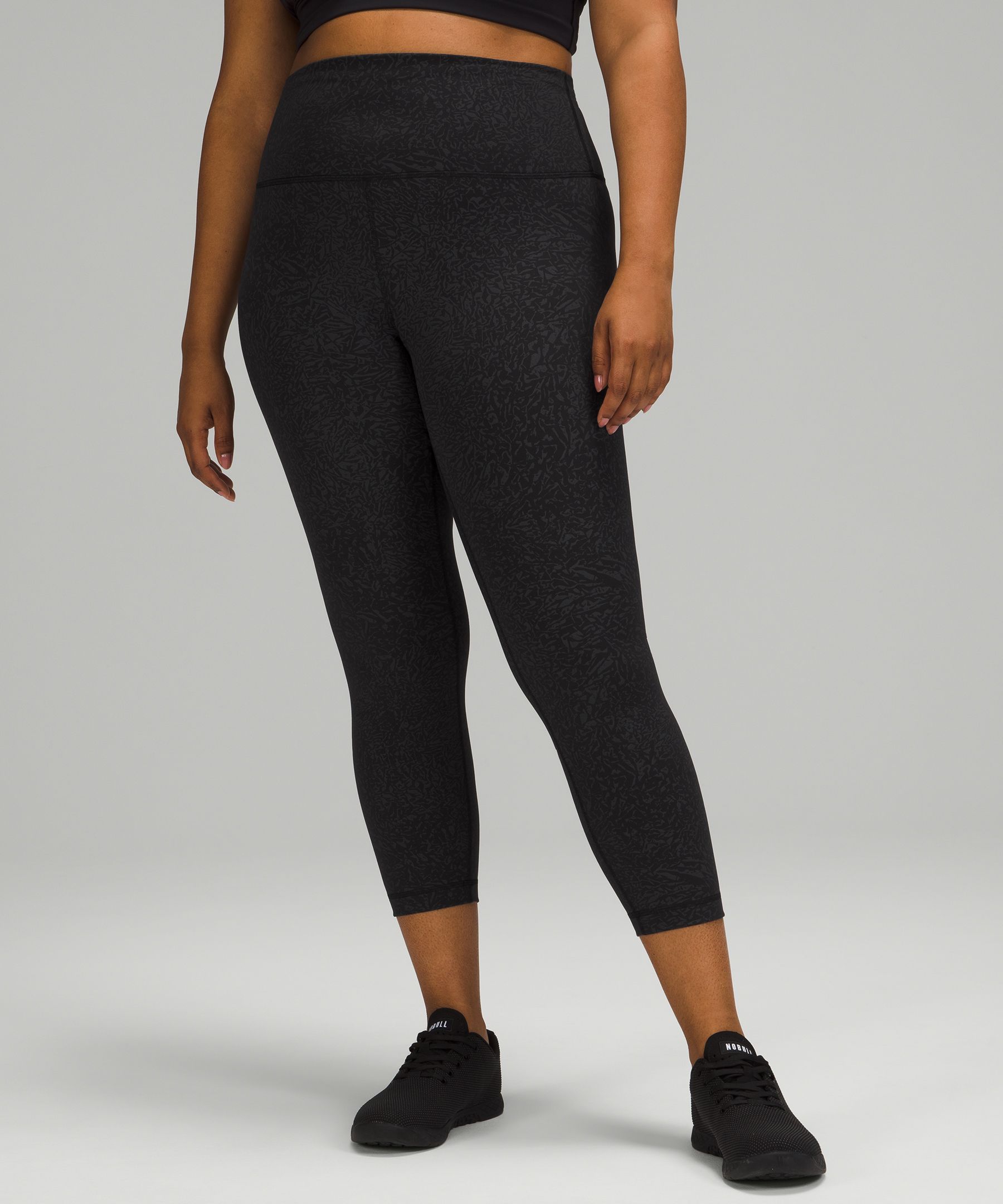 Lululemon Wunder Train High-rise Crop 23" In Crunch Black