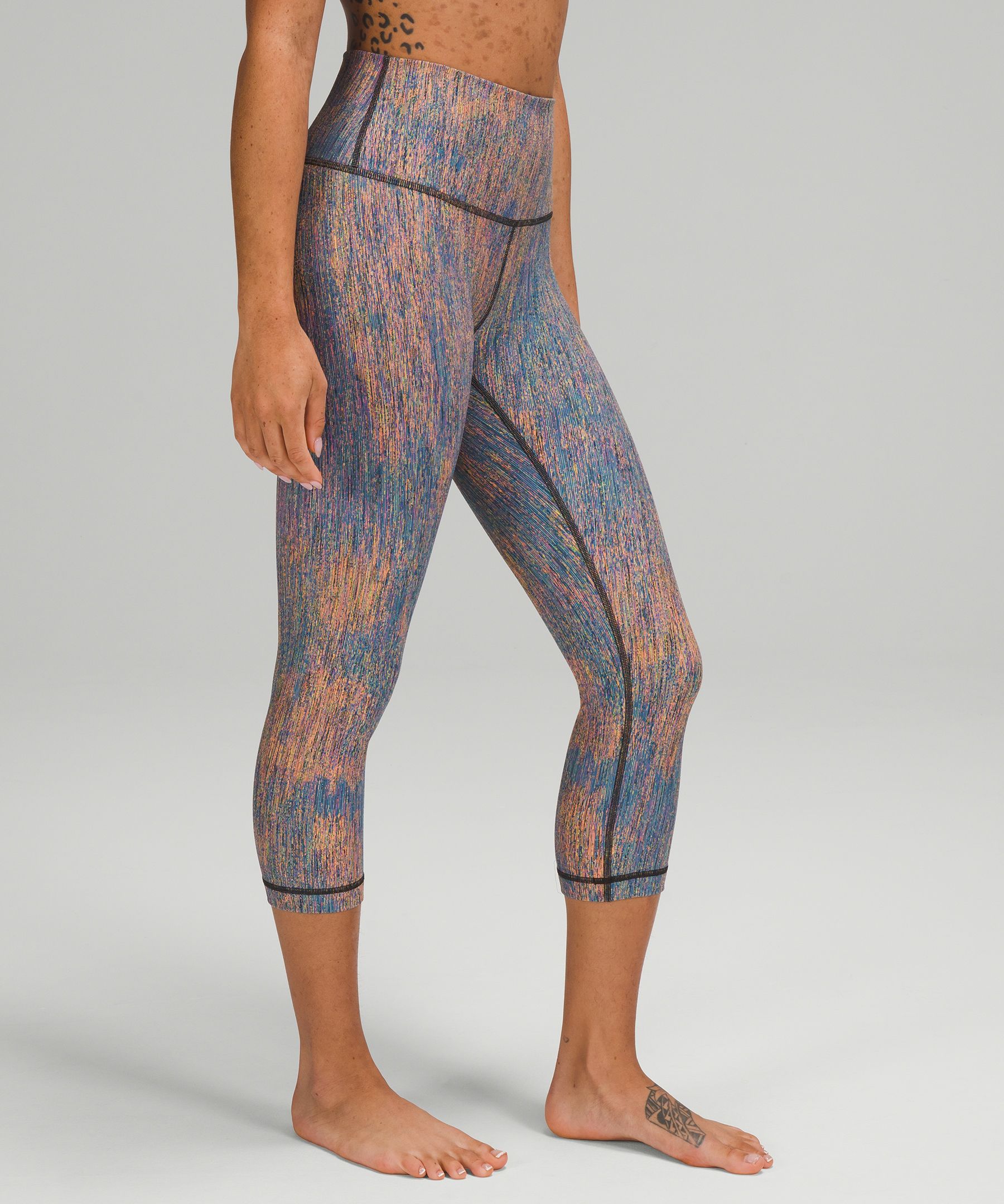 Lululemon Wunder Under High-rise Crop 21" *luxtreme In Spectral Fusion Jacquard Autumn Red Teal Lagoon